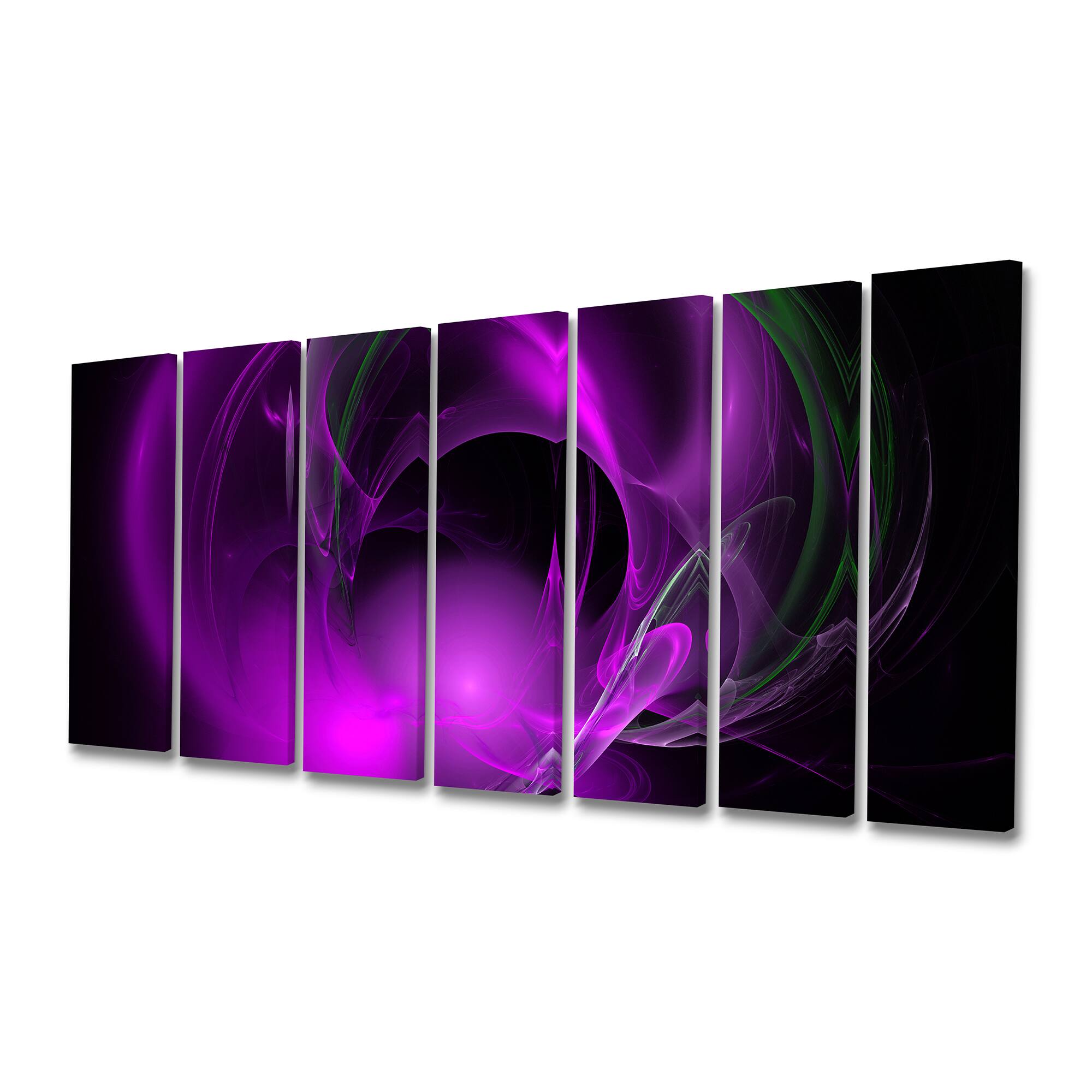 Designart - Purple Fractal Galactic Nebula - Abstract Wall Art Canvas