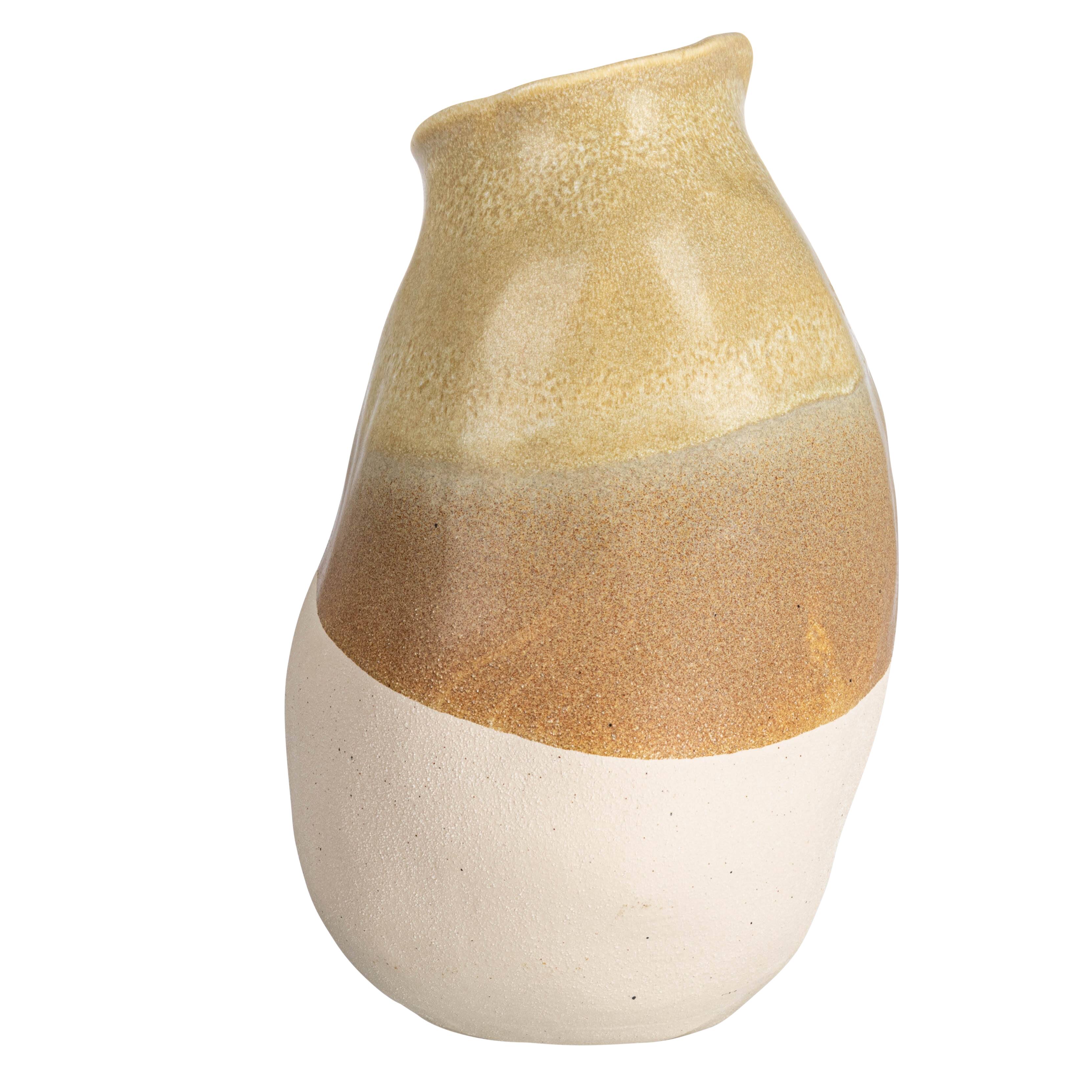 Hello Honey® Bloomingville 13" Tan Reactive Glaze Stoneware Tri-Tone Vase