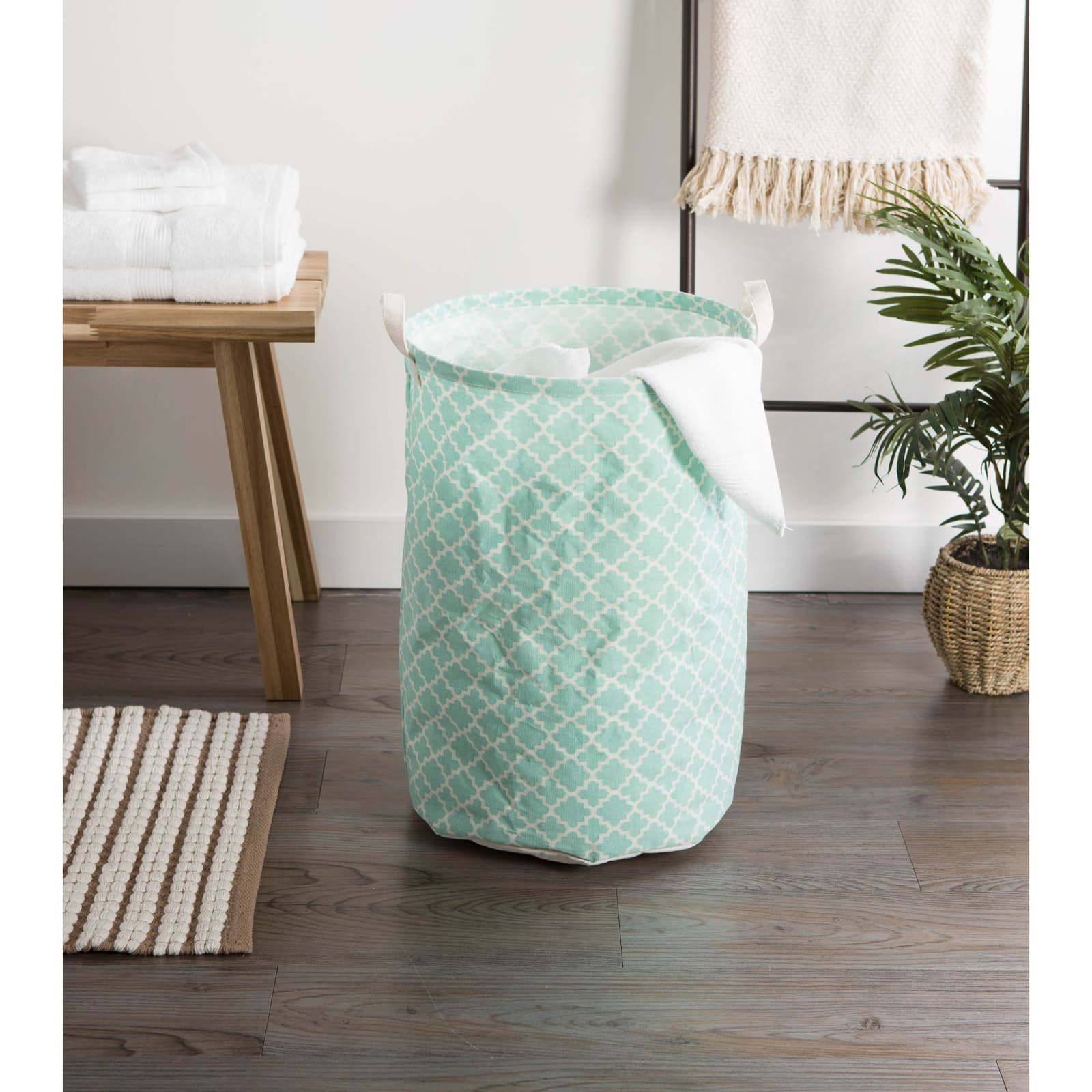 DII® Round Lattice PE-Coated Cotton Polyester Laundry Hamper