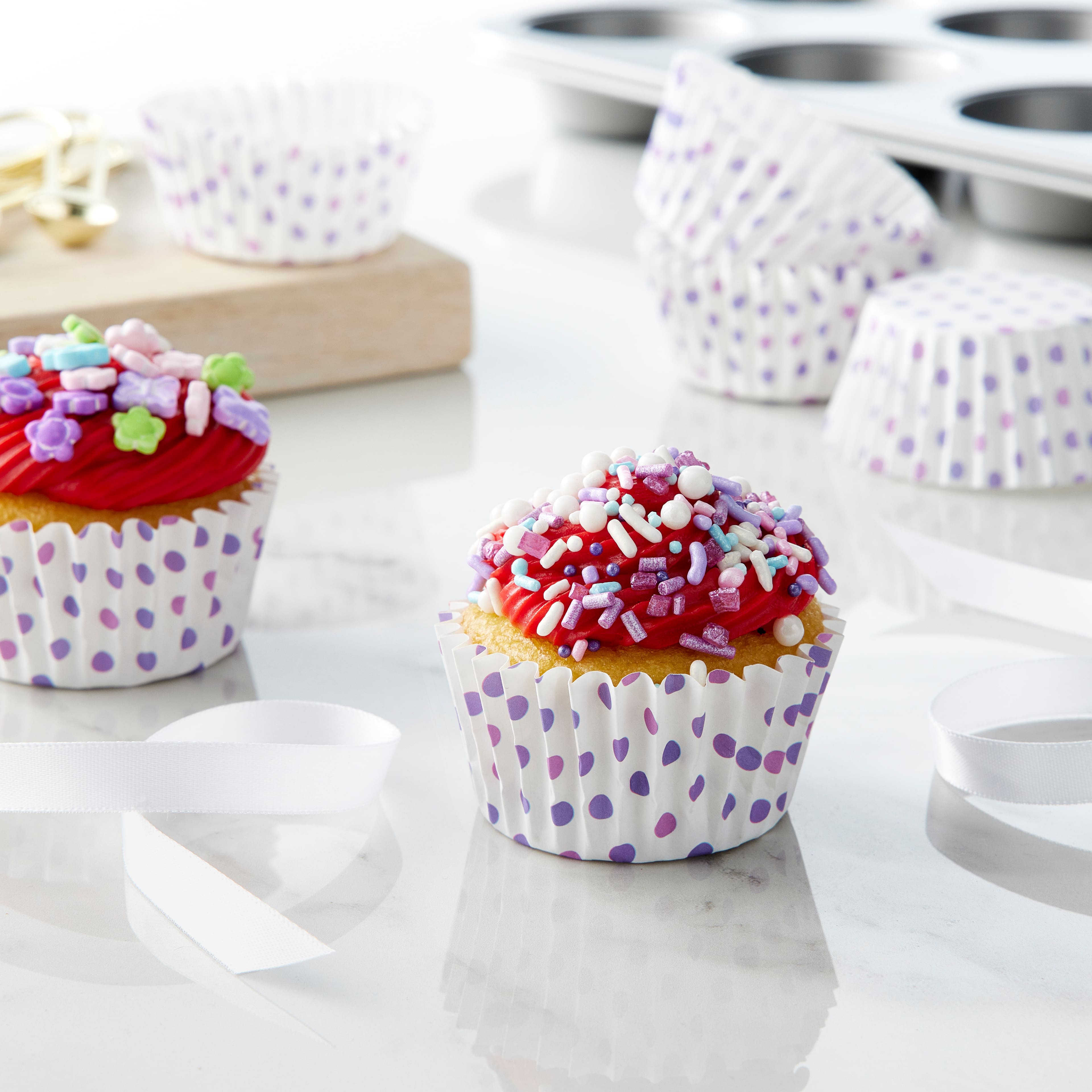 12 Packs: 36 ct. (432 total) Multi Purple Polka Dot Grease Resistant Baking Cups by Celebrate It&#xAE;