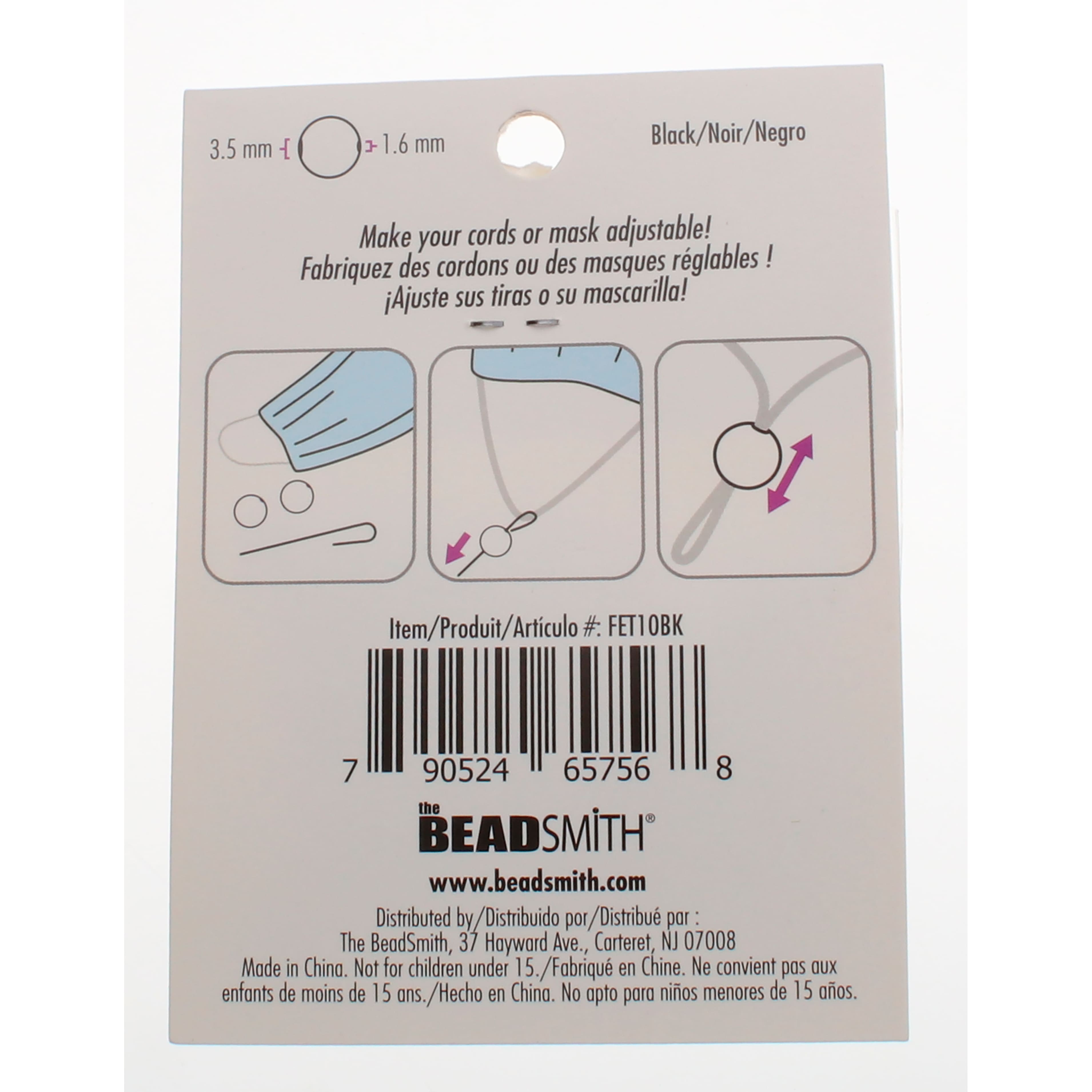 12 Packs: 48 ct. (576 total) Fablastic™ Black Silicone Cord Locks, 10mm