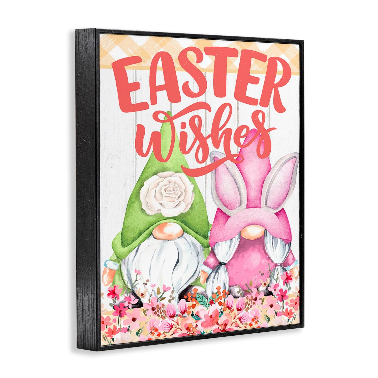 Stupell Industries Easter Wishes Gnomes Framed Giclee Art