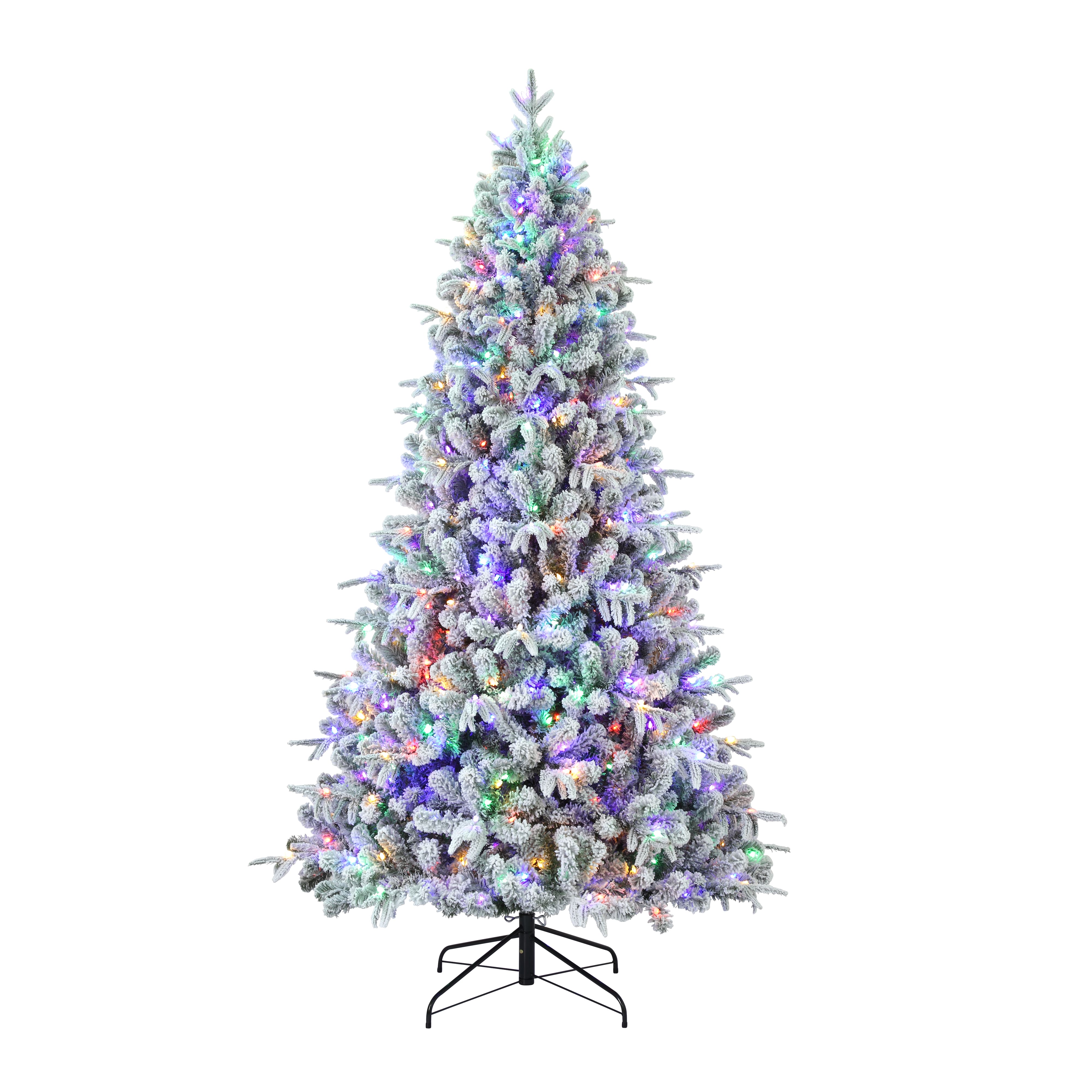 7.5ft. Pre-Lit Flocked Churchill Fir Artificial Christmas Tree , Color Changing LED Lights
