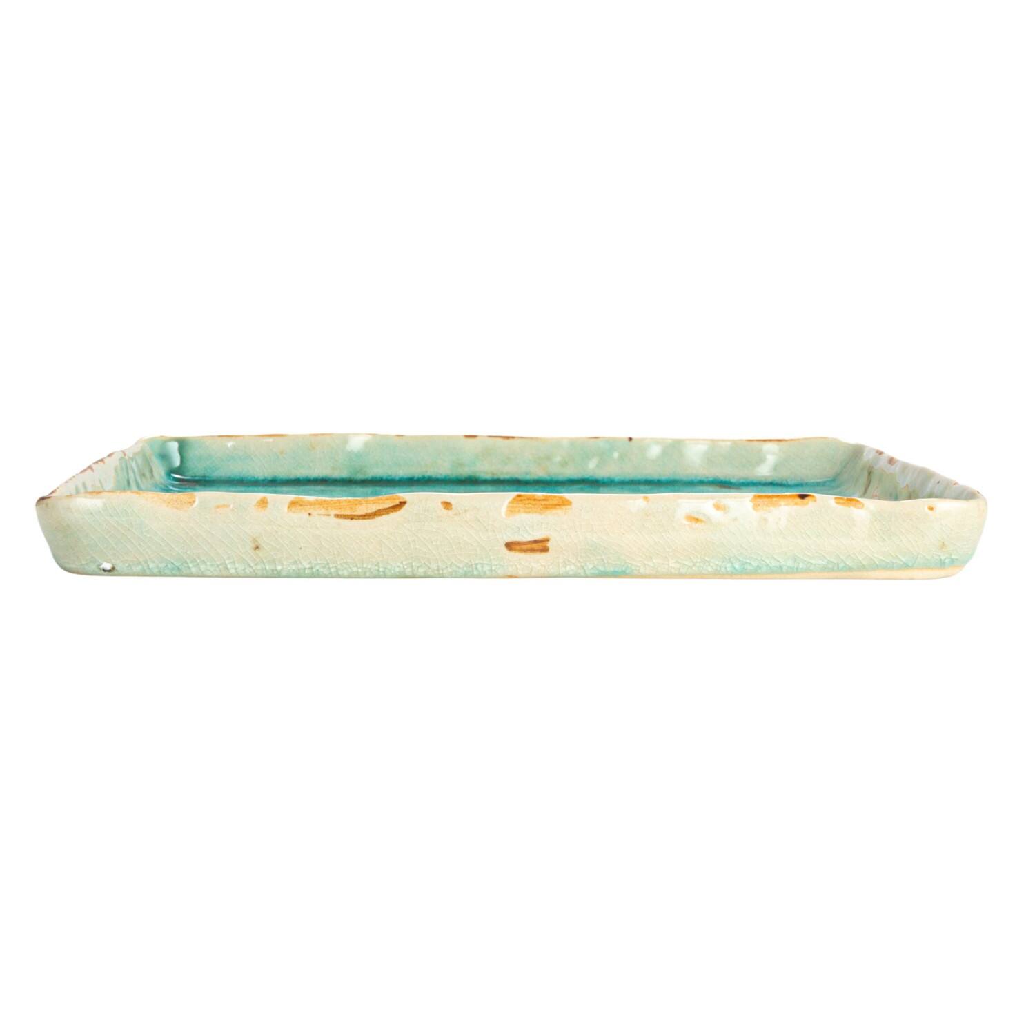 Hello Honey&#xAE; 11&#x22; Square Aqua Reactive Crackle Glaze Stoneware Serving Trays, 6ct.