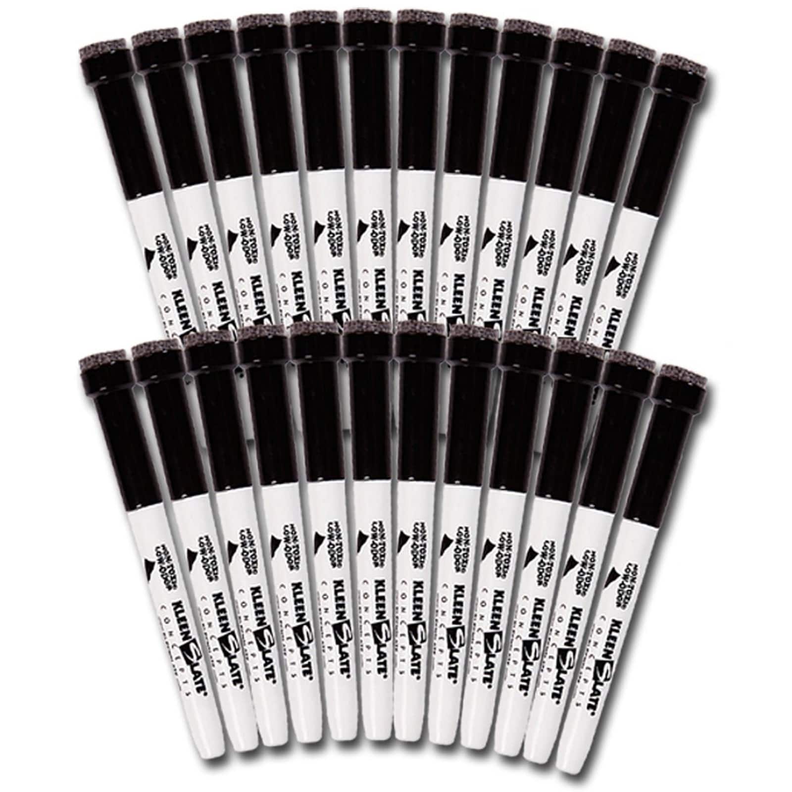 6 Packs: 24 ct. (144 total) KleenSlate&#xAE; Black Fine Point Dry Erase Markers with Erasers