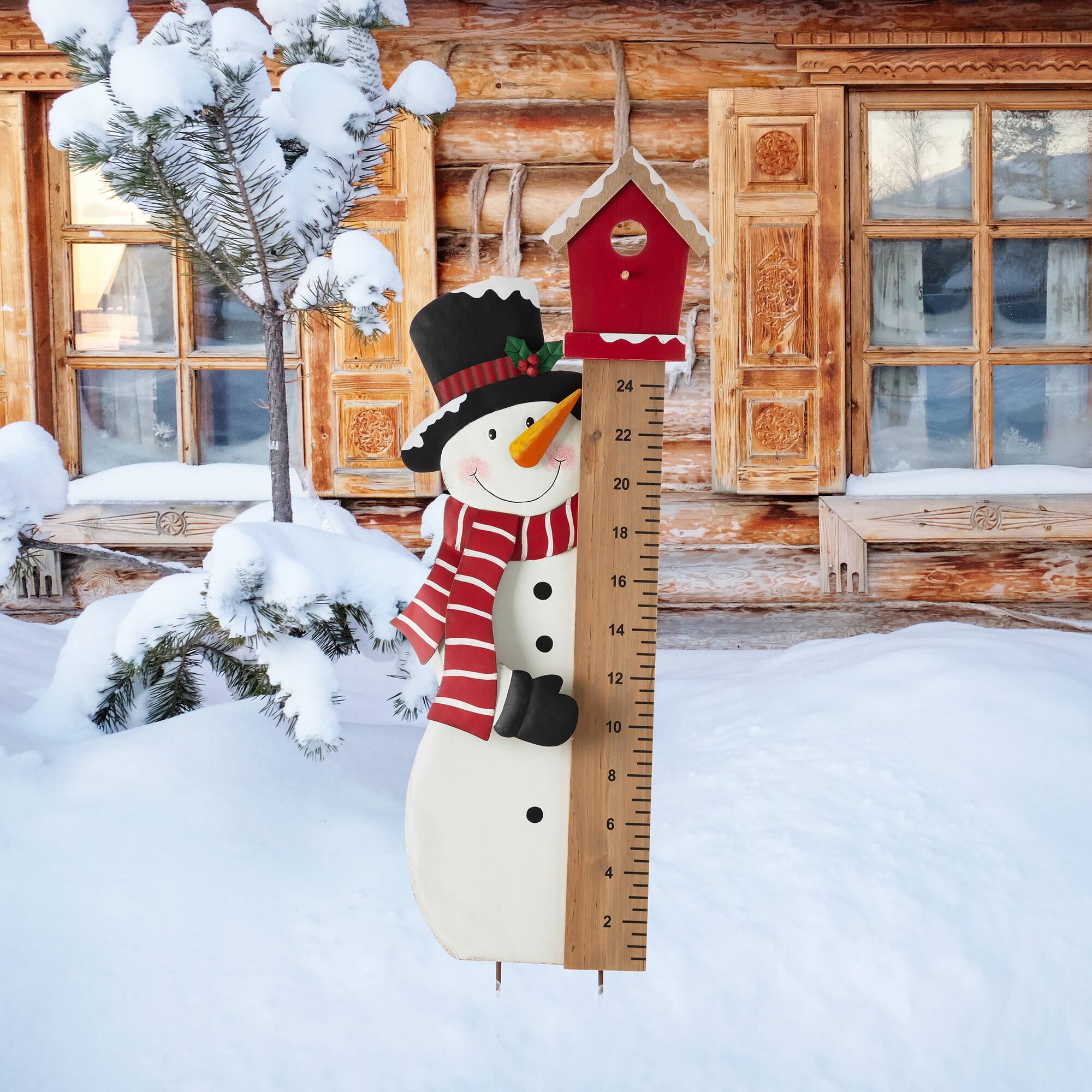 Glitzhome&#xAE; 40&#x22; Snowman Snow Gauge Yard Stake