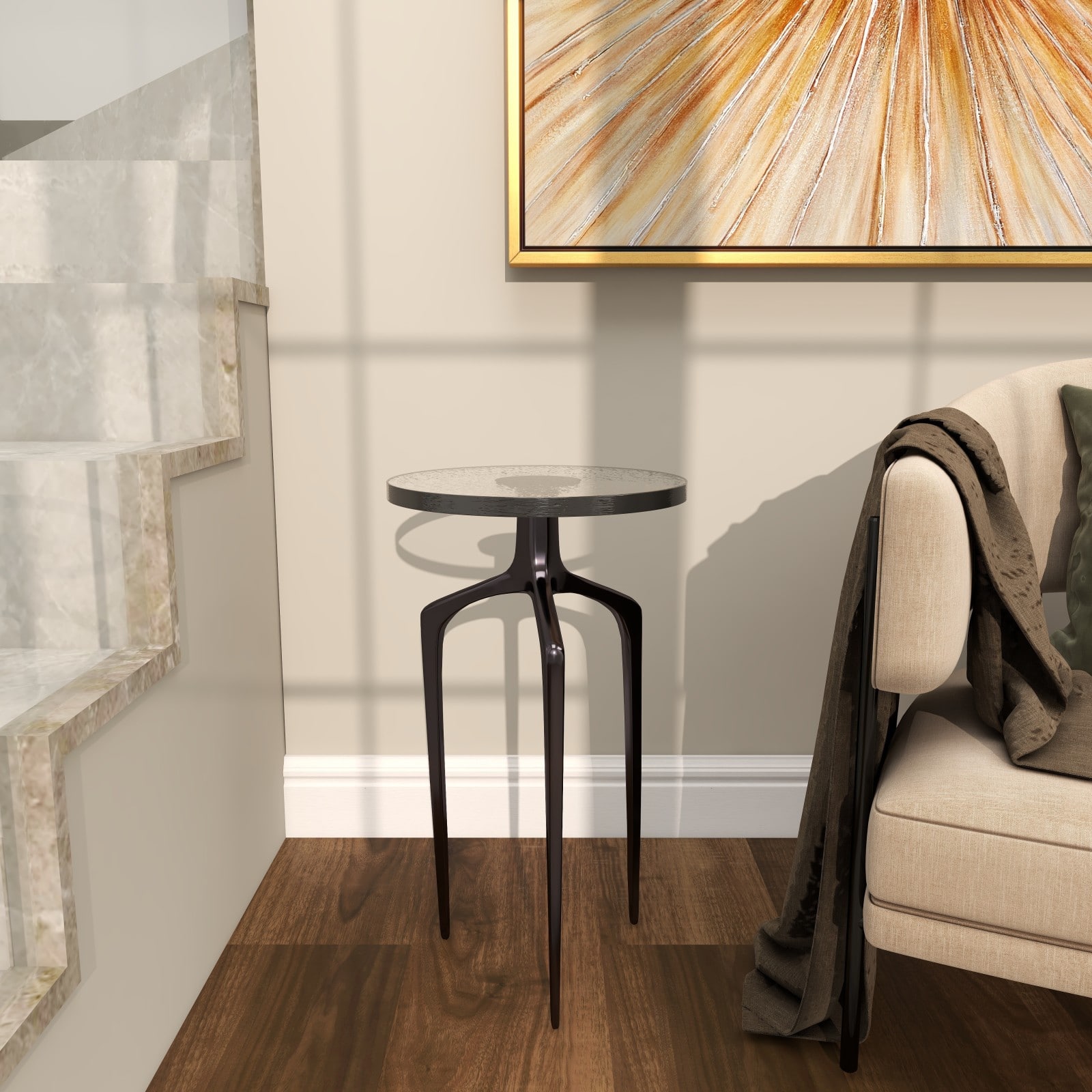 22" Accent Table with Textured Glass Tabletop