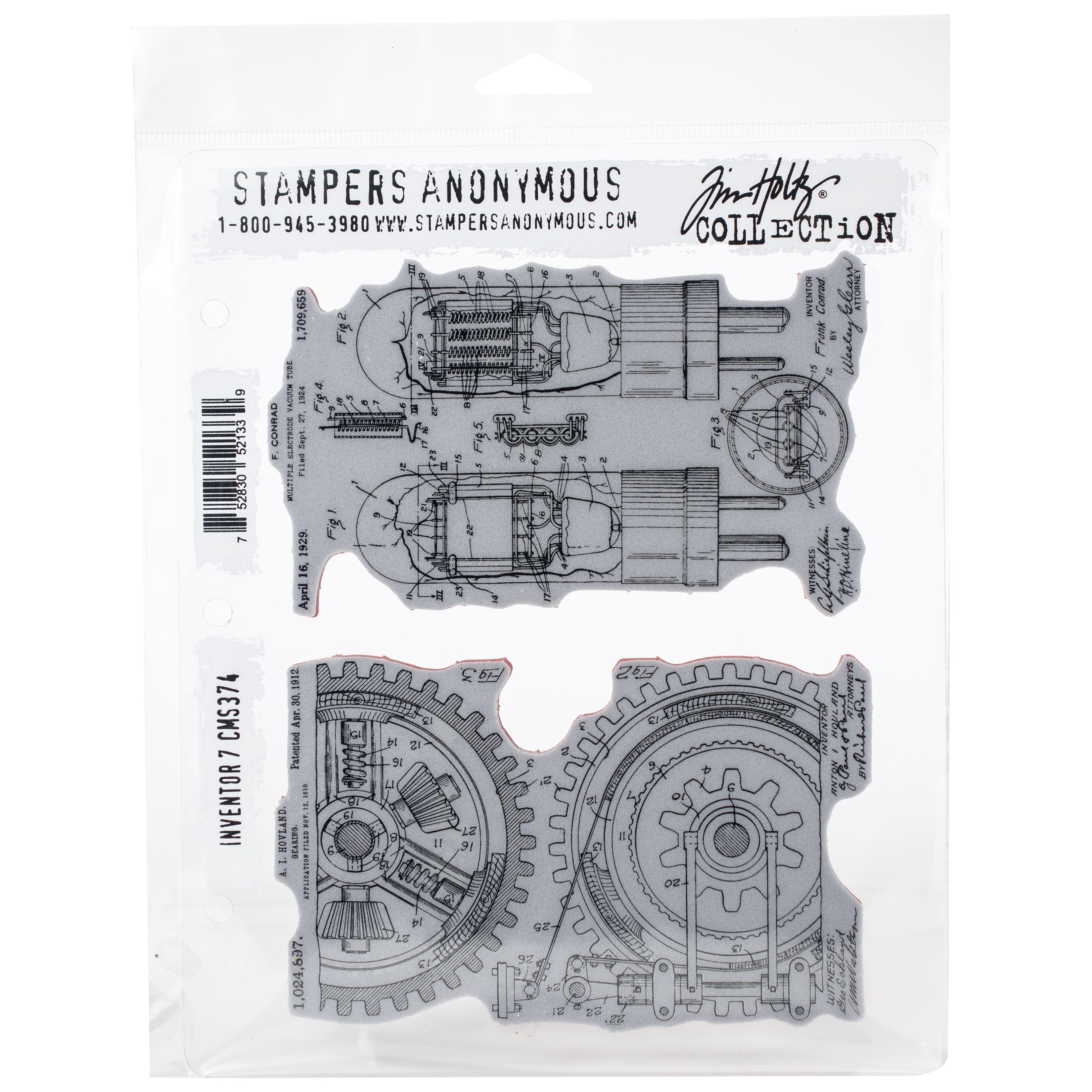 Stampers Anonymous Tim Holtz&#xAE; Inventor No.7 Cling Stamps