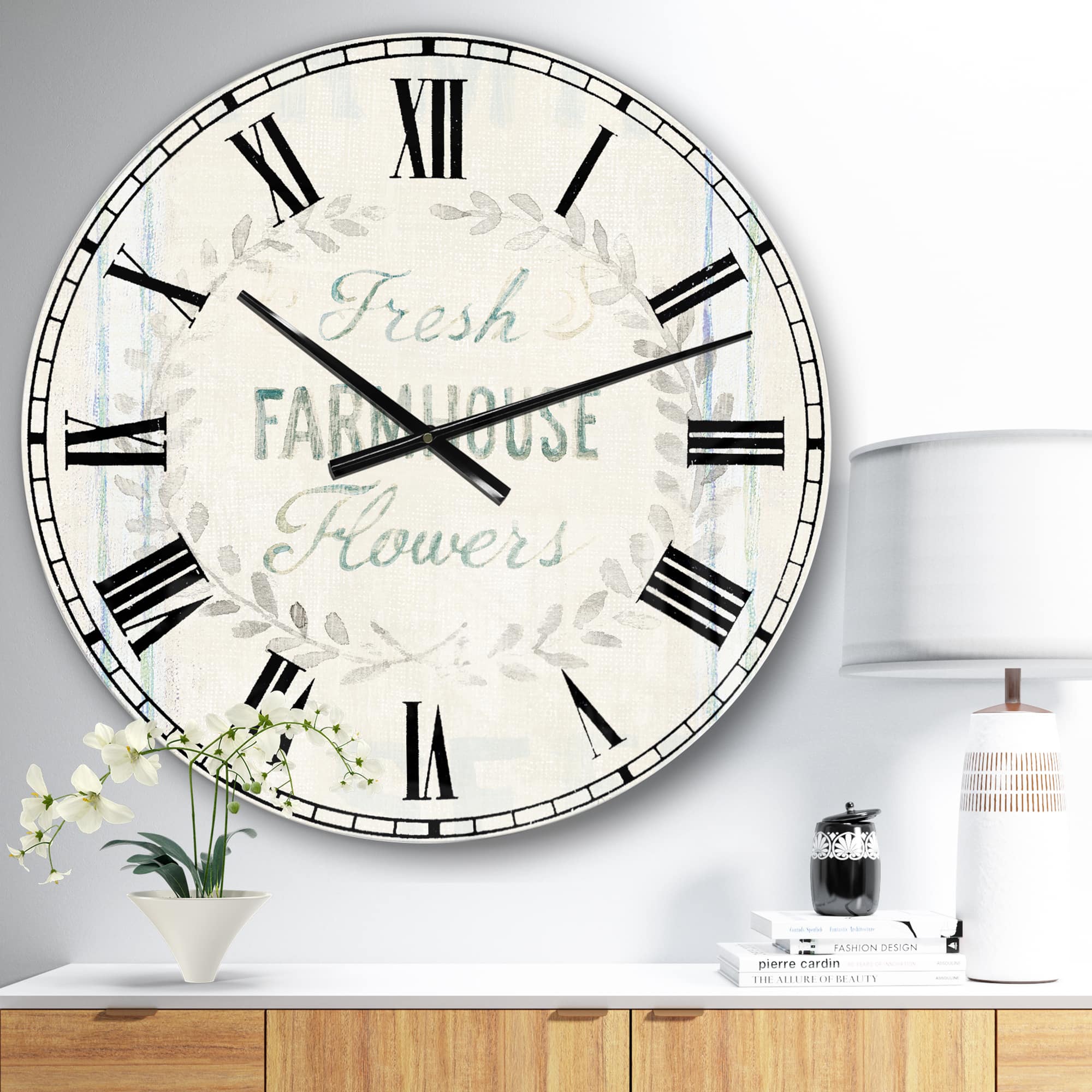 Designart 'Farmhouse Florals Viii Farmhouse Wall Clock