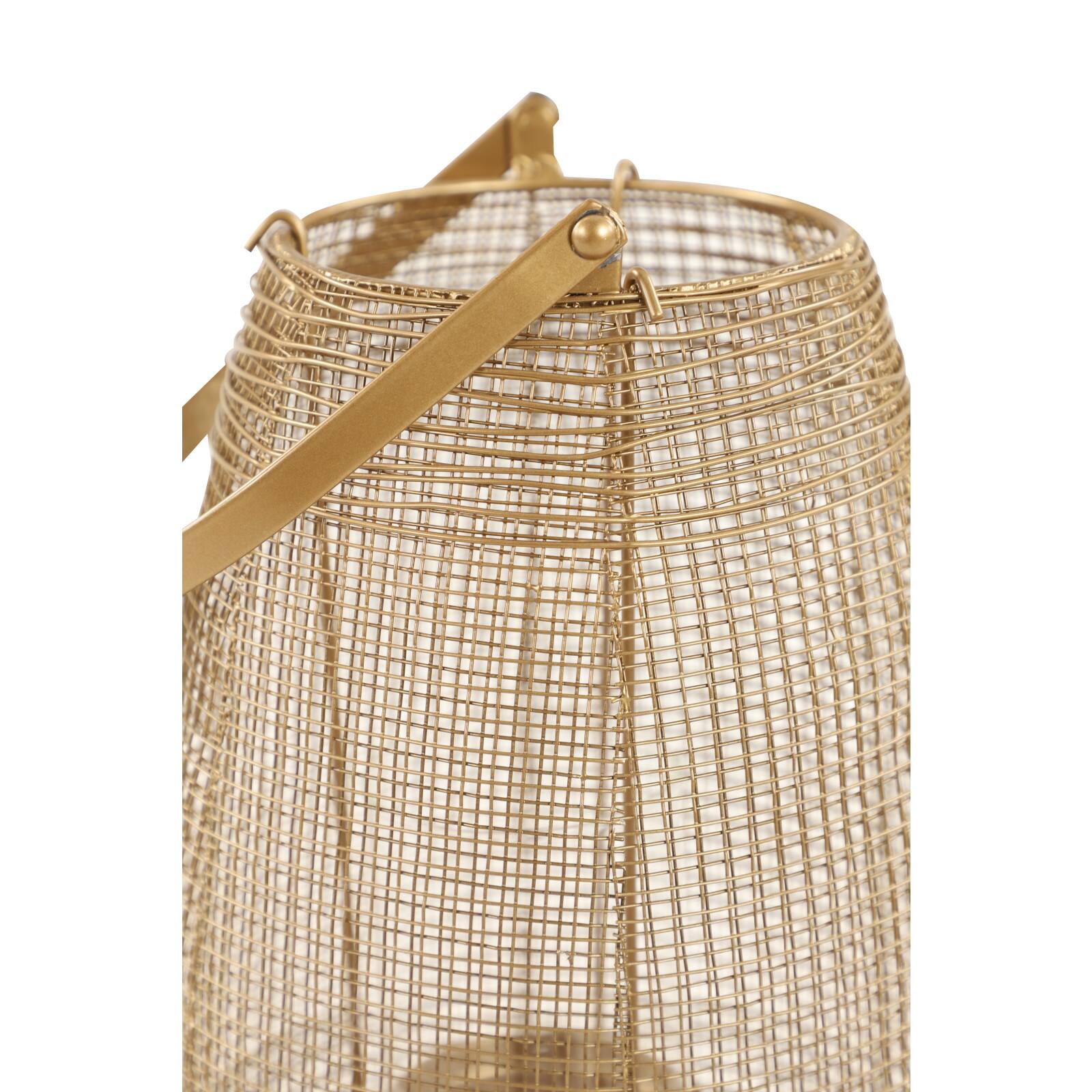 Gold Iron Modern Candle Holder Lantern, 16&#x22; x 9&#x22; x 9&#x22;