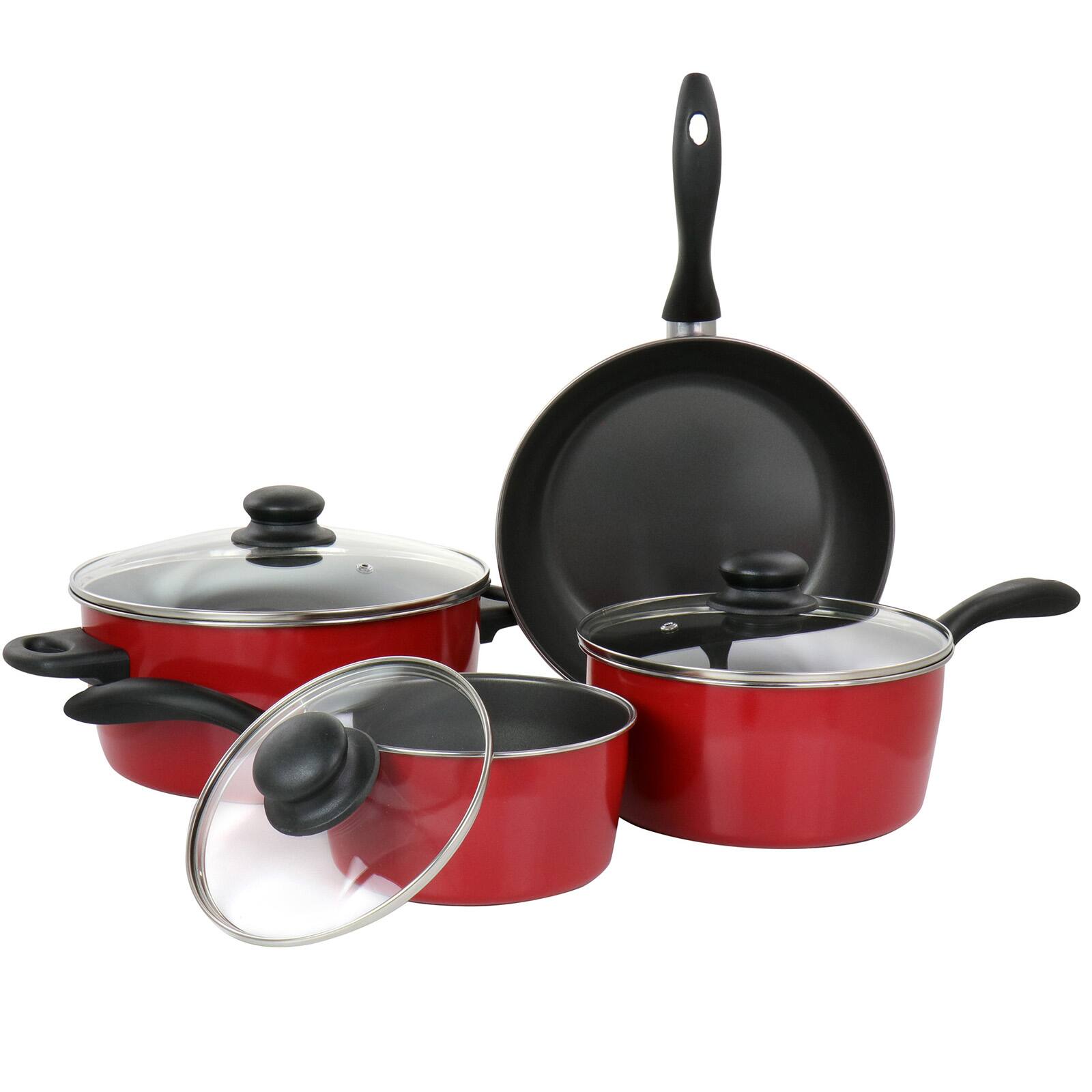 Gibson Home® Armada 7-Piece Red Nonstick Carbon Steel Cookware Set