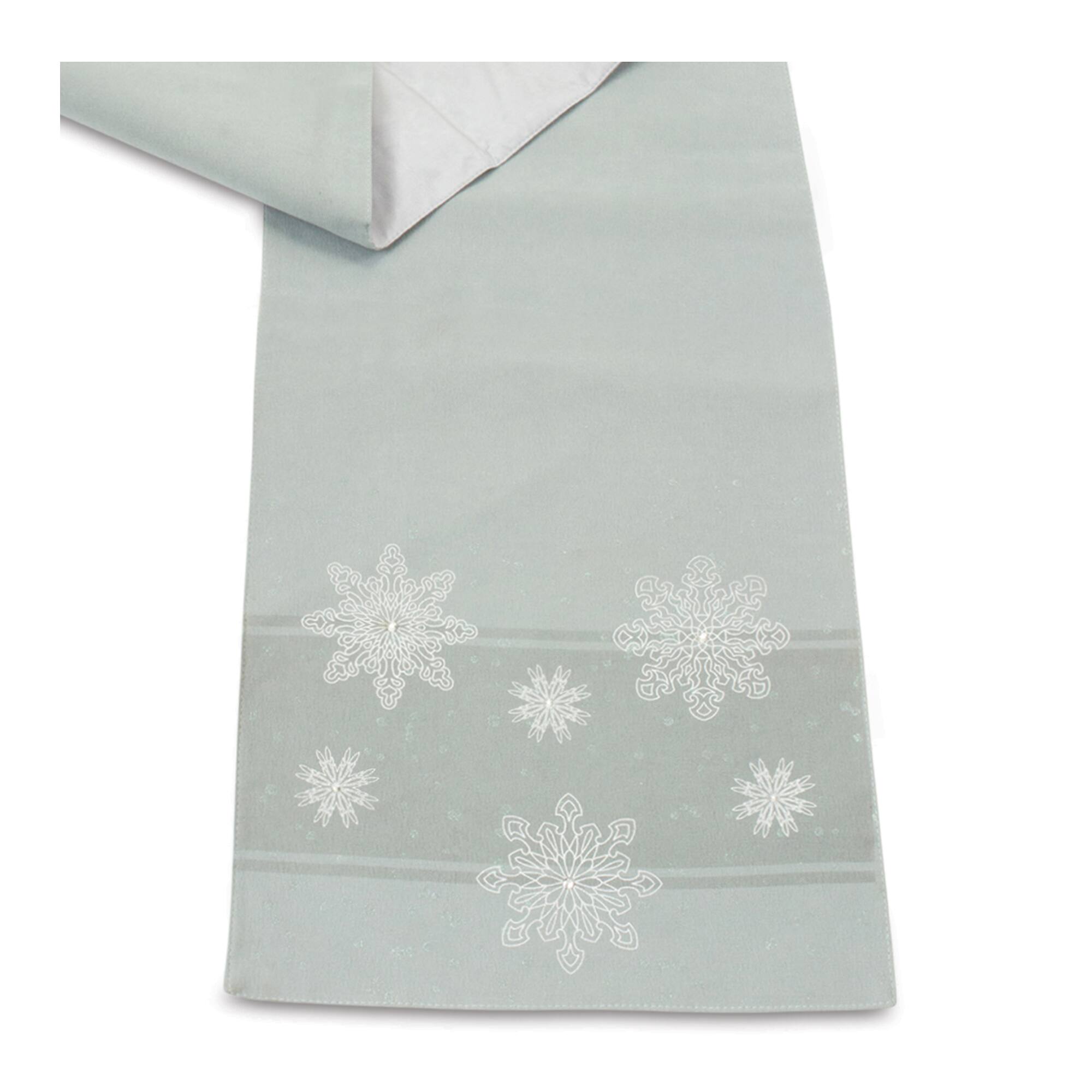 72&#x22; Embroidered Snowflake Table Runner