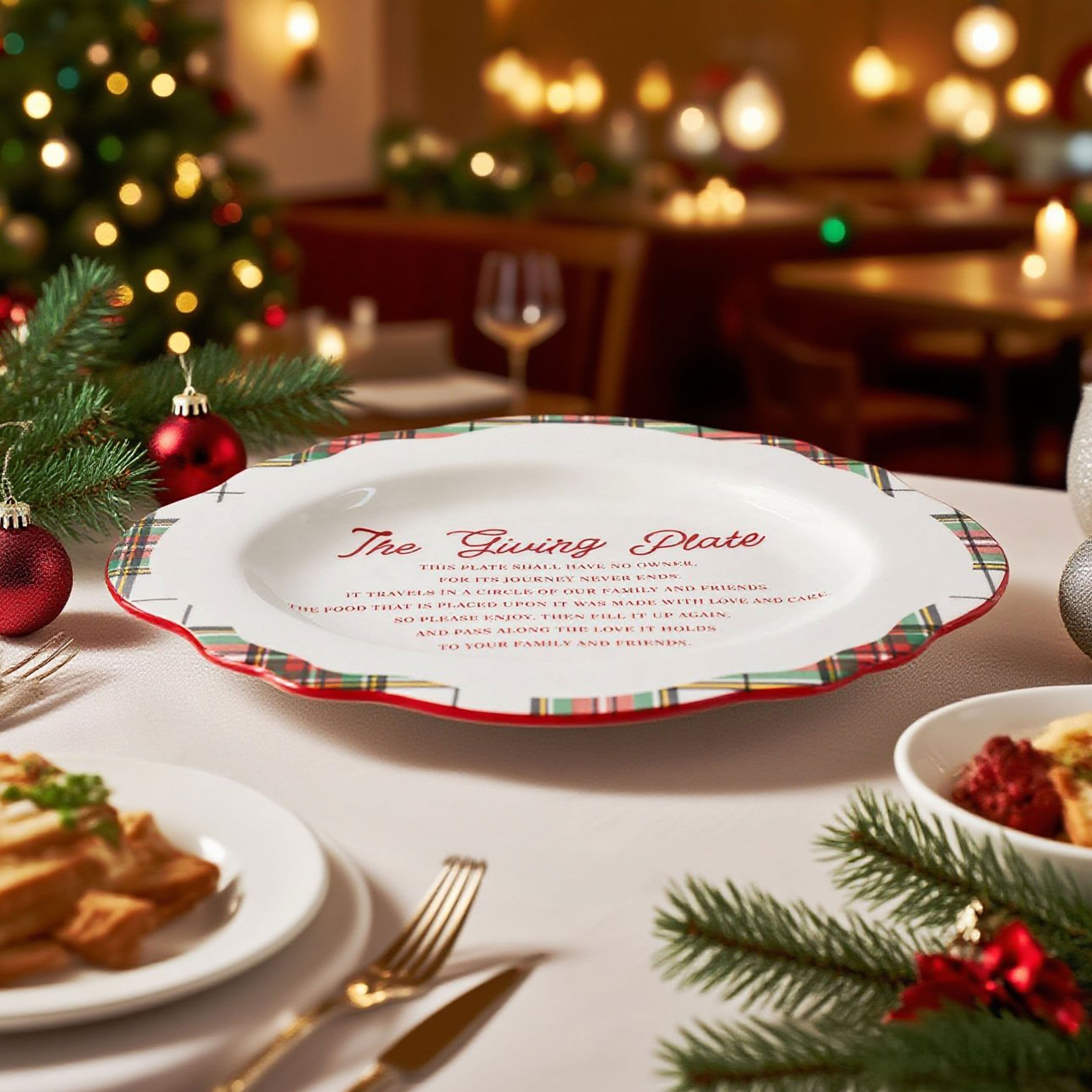 14.25&#x22; Green &#x26; Red Plaid Ceramic Giving Plate by Ashland&#xAE;