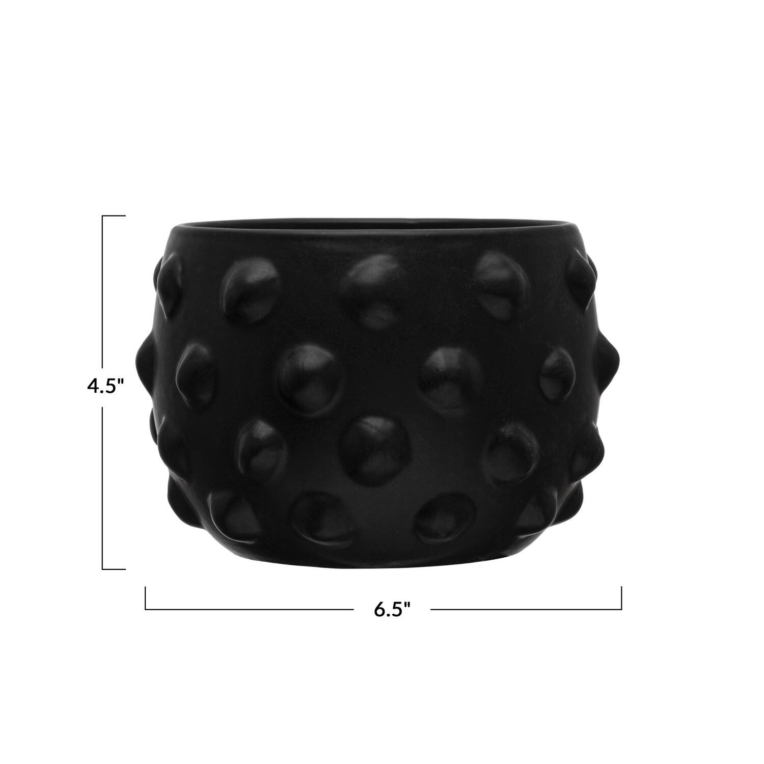 Hello Honey® 6.5" Black Terracotta Planter with Raised Dot Design