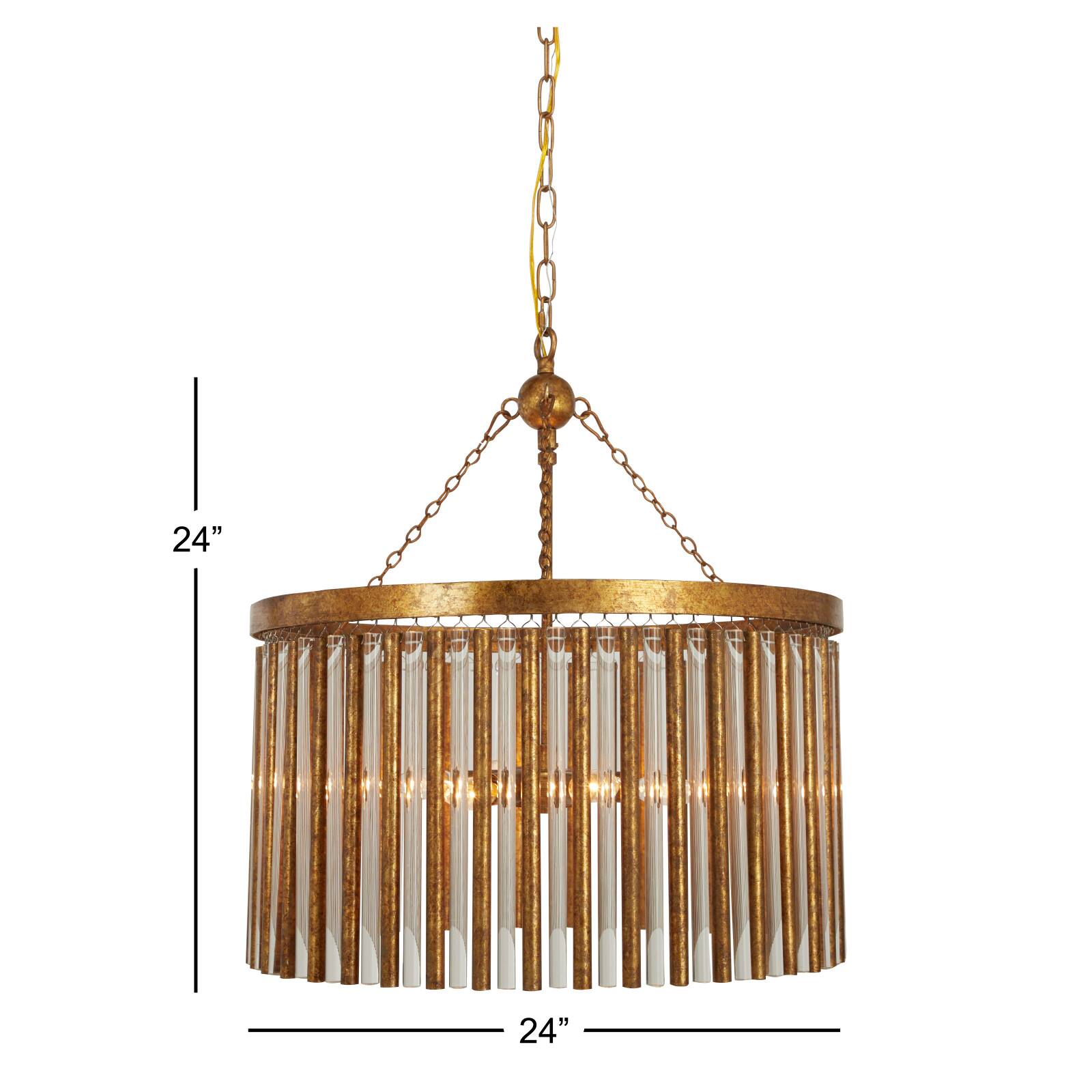 Gold Iron Glam Drum Chandelier, 25&#x22; x 22&#x22; x 22&#x22;