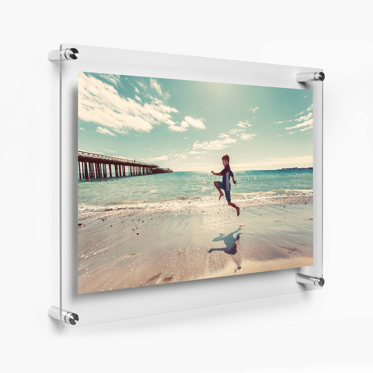 Wexel Art Double Panel Clear Acrylic Floating Wall Frame with Silver Hardware