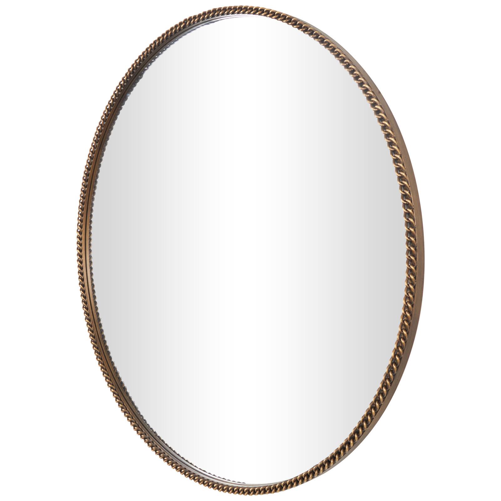 34&#x22; Gold Linked Chain Framed Round Wall Mirror