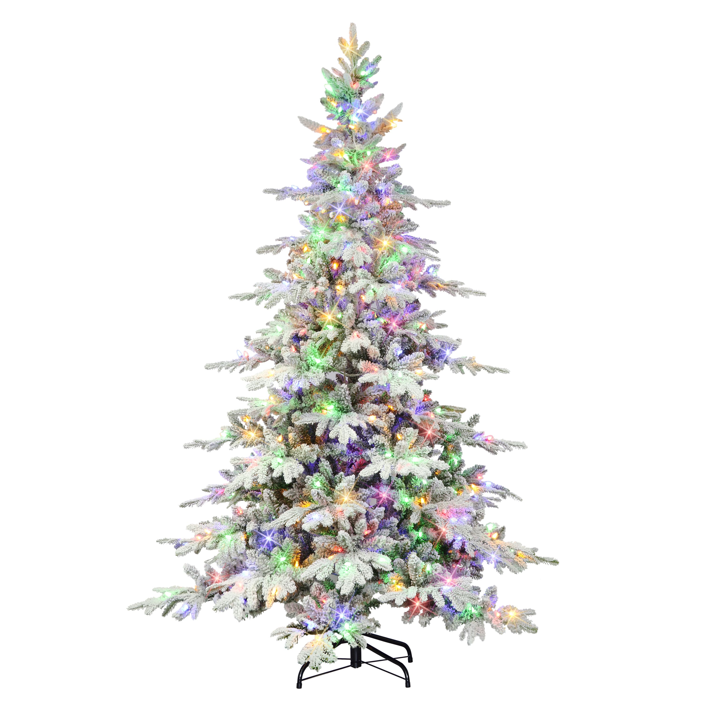 7ft. Pre-Lit Flocked Utah Fir Slim Artificial Christmas Tree, Color Select LED Lights