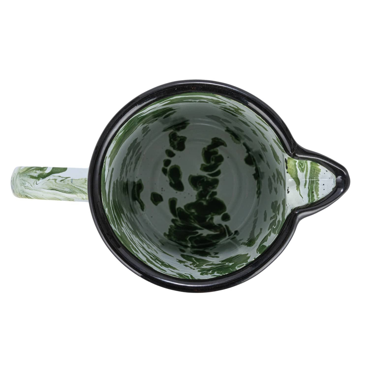 7.75&#x22; Green &#x26; White Marbled Enameled Pitcher