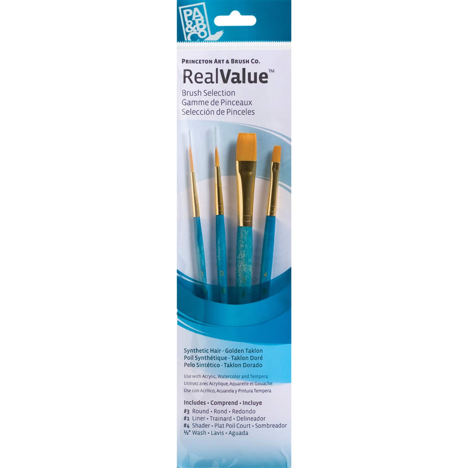 Princeton™ RealValue™ Golden Taklon 4 Piece Brush Set