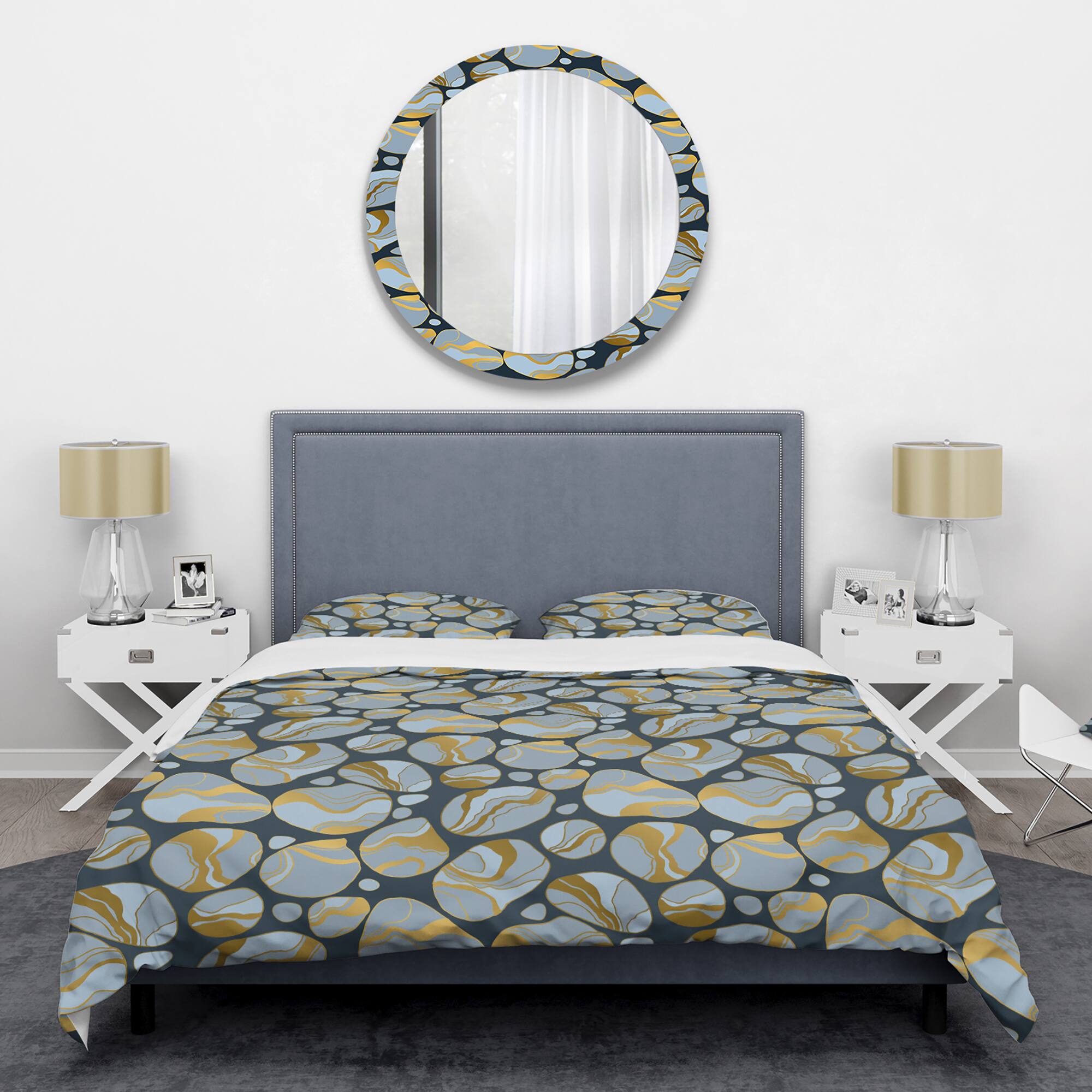 Designart &#x27;Golden Marble Design IV&#x27; Mid-Century Duvet Cover Set