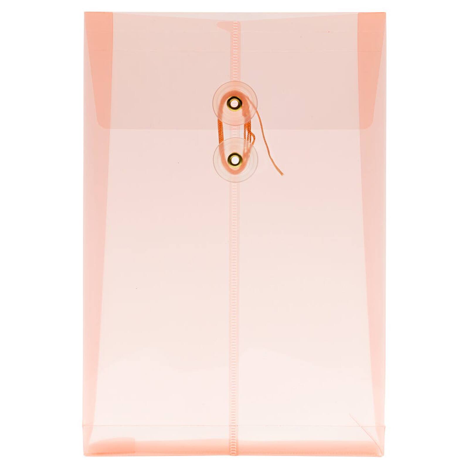 JAM Paper 6.25" x 9.25" Peach Plastic Button String Open End Envelopes, 108ct.