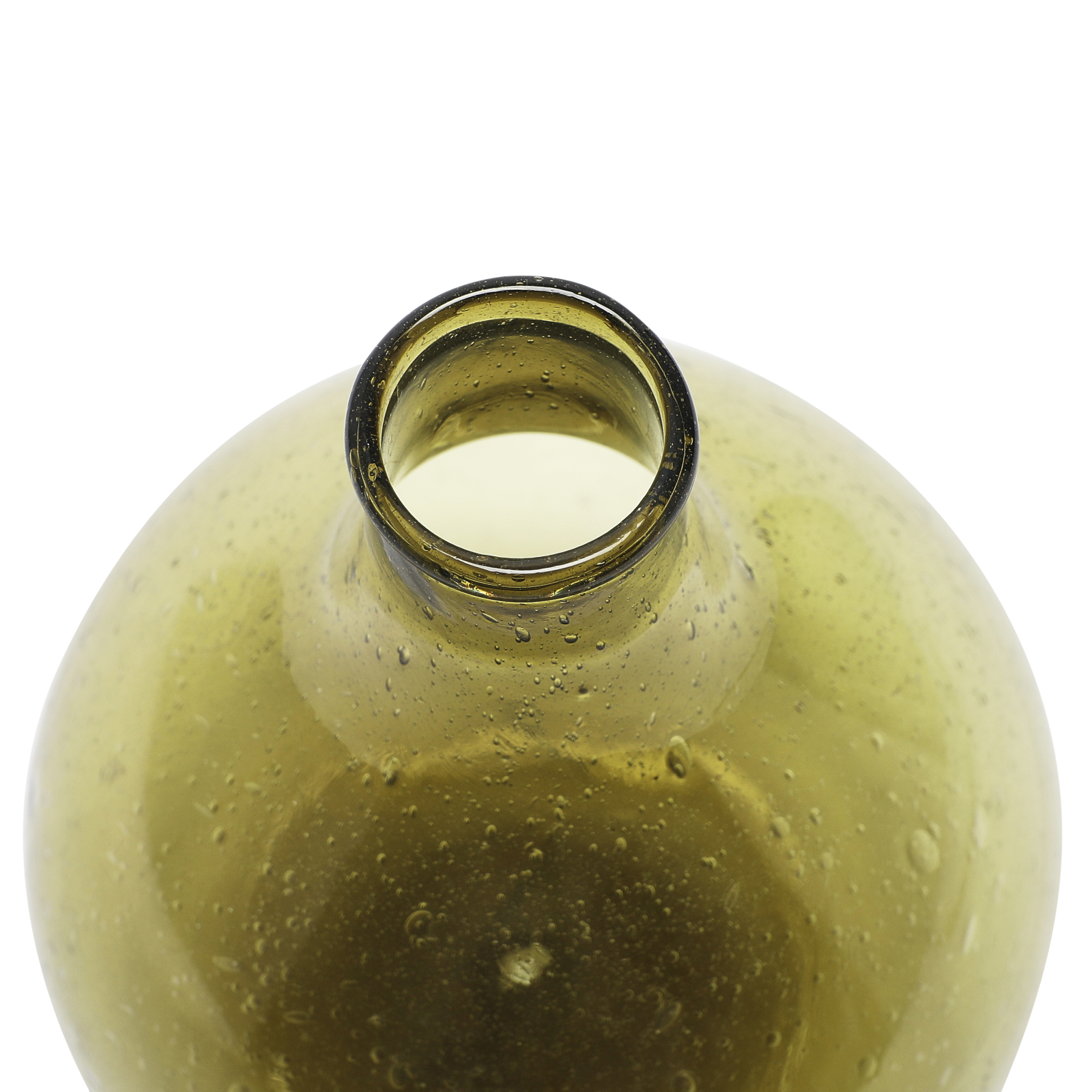 Hello Honey&#xAE; 7&#x22; Olive Green Hand Blown Glass Vase