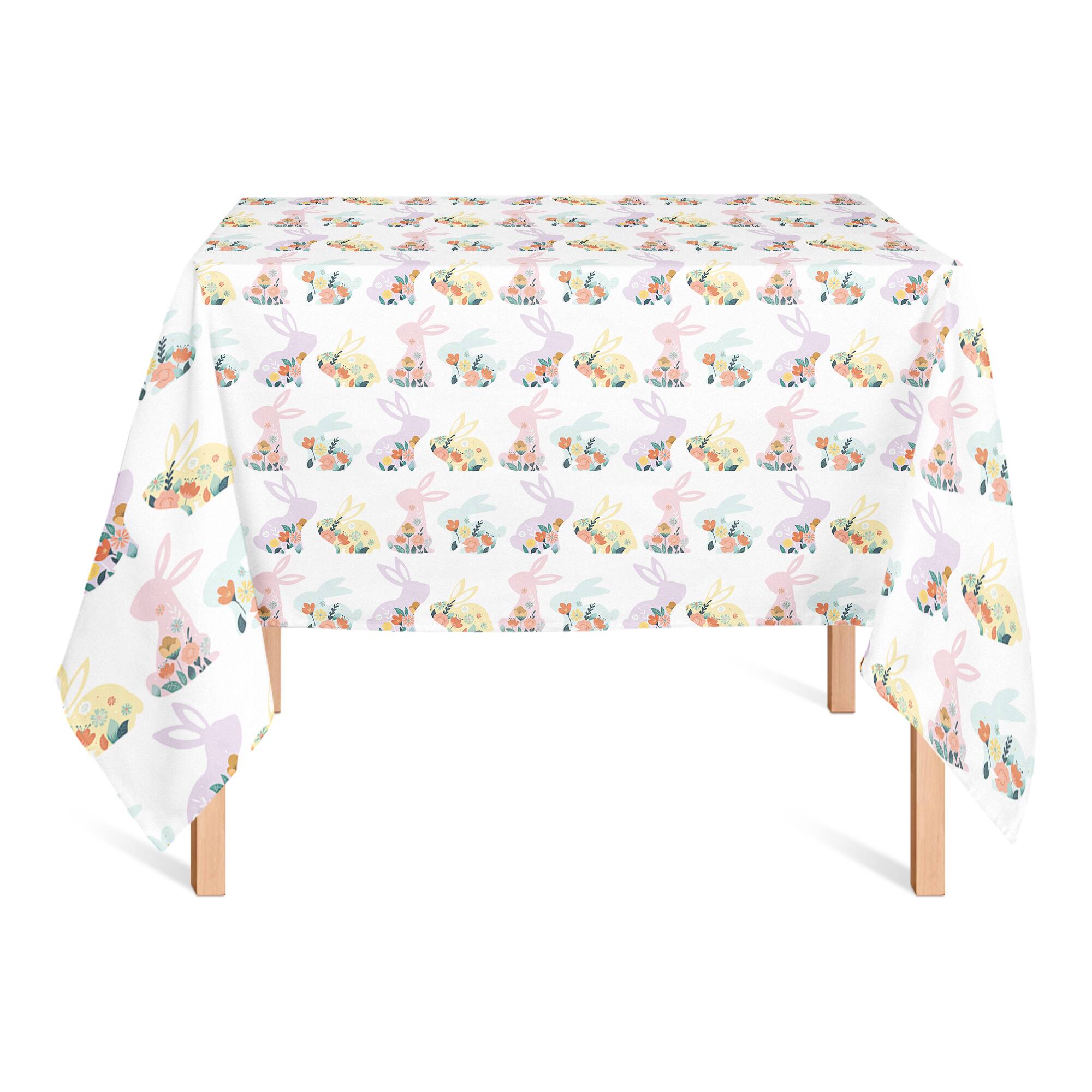 Pastel Floral Rabbits 58" x 58" Tablecloth