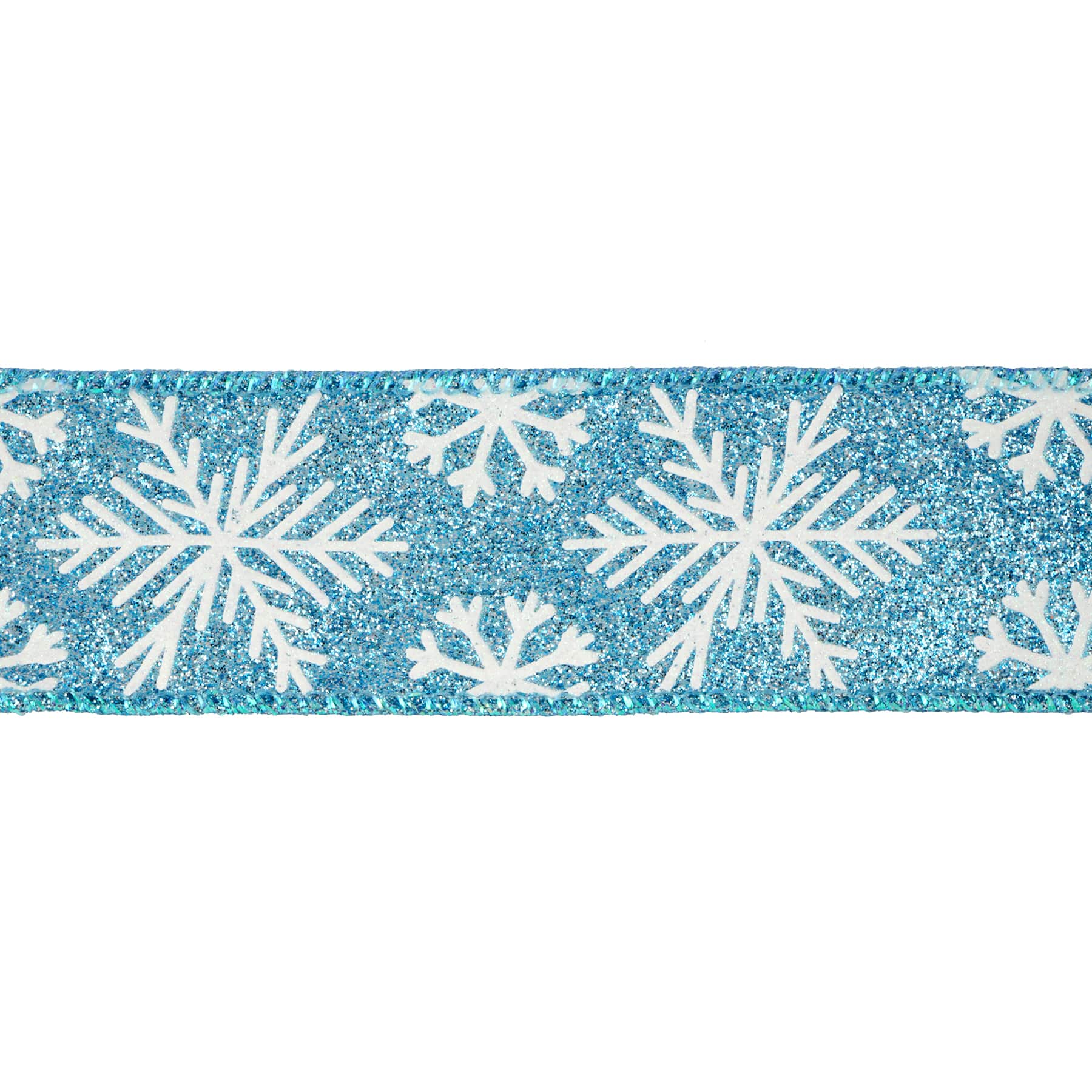 1.5" x20ft. Turquoise Snowflakes Wired Metallic Ribbon by Celebrate It®