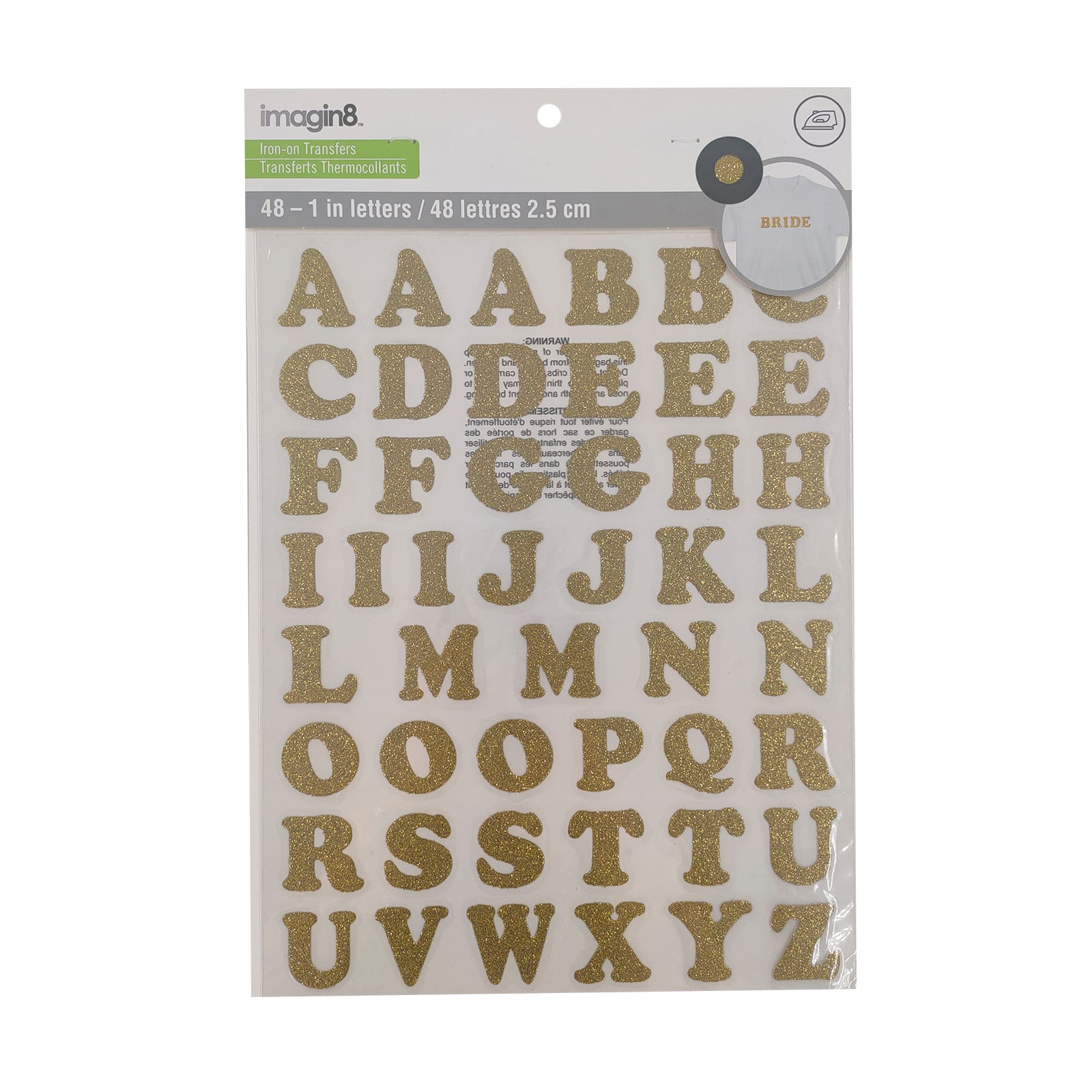 1 Gold Iron-On Glitter Caston Letters by Make Market®
