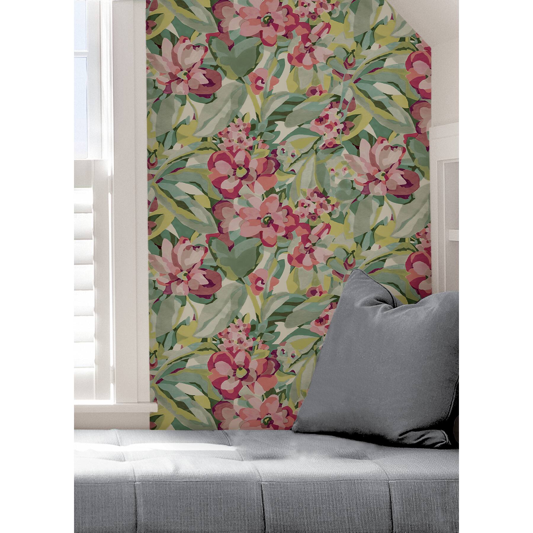 Caroline et Bettina Wine Belles Fleurs Peel & Stick Wallpaper