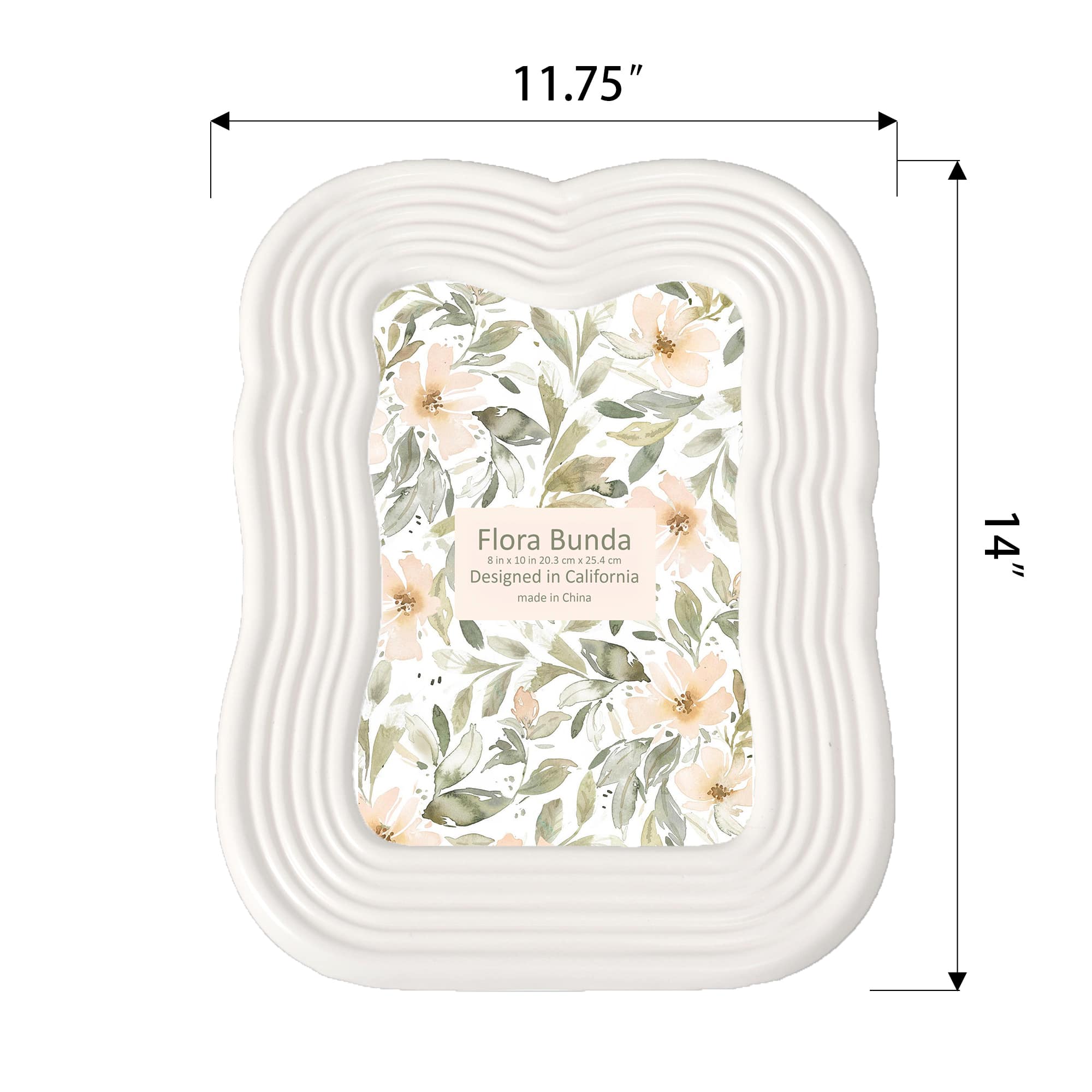 Flora Bunda&#xAE; 8&#x22; x 10&#x22; Ivory Curves Ceramic Frame