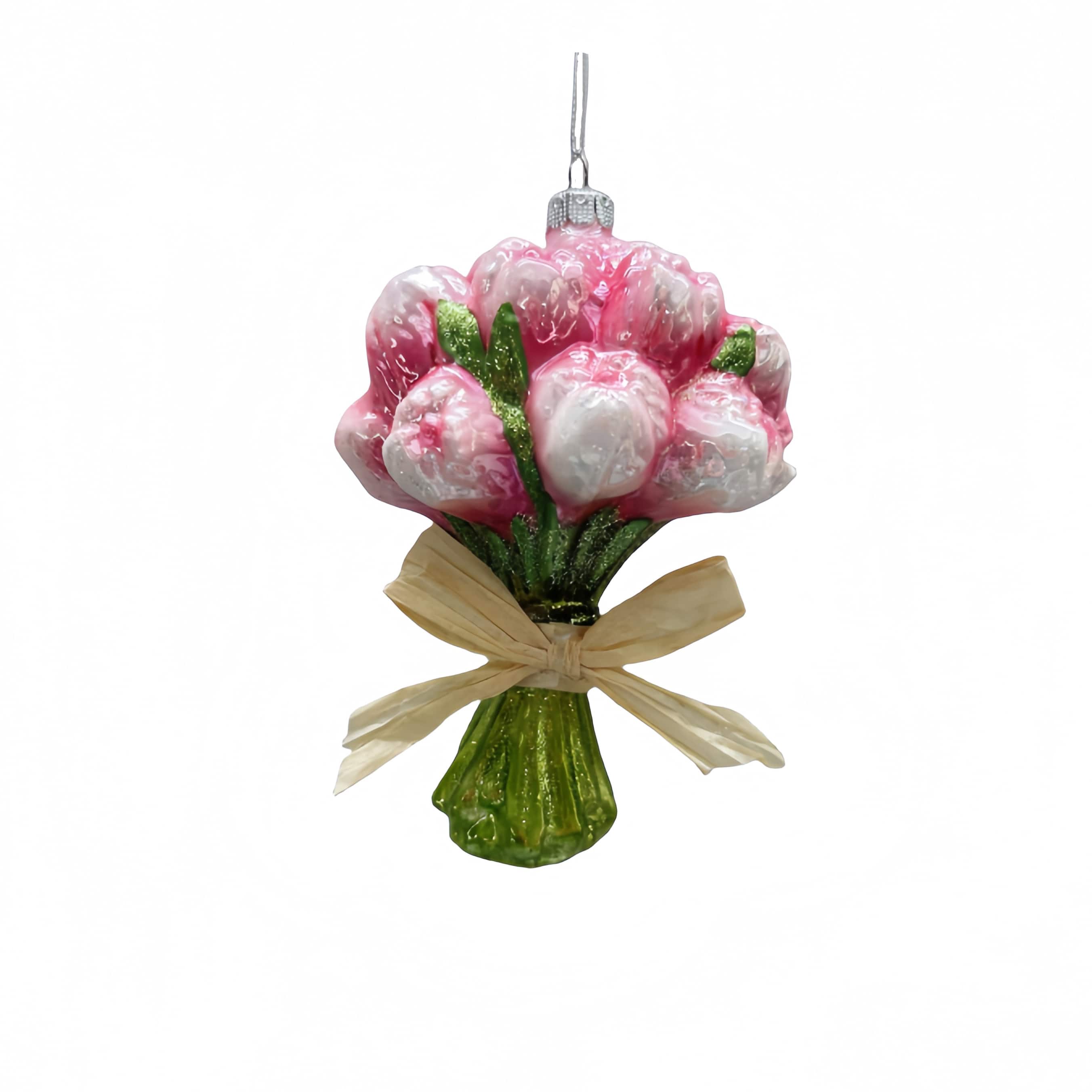 5.25&#x22; Pink Tulip bouquet Glass Ornament by Ashland&#xAE;