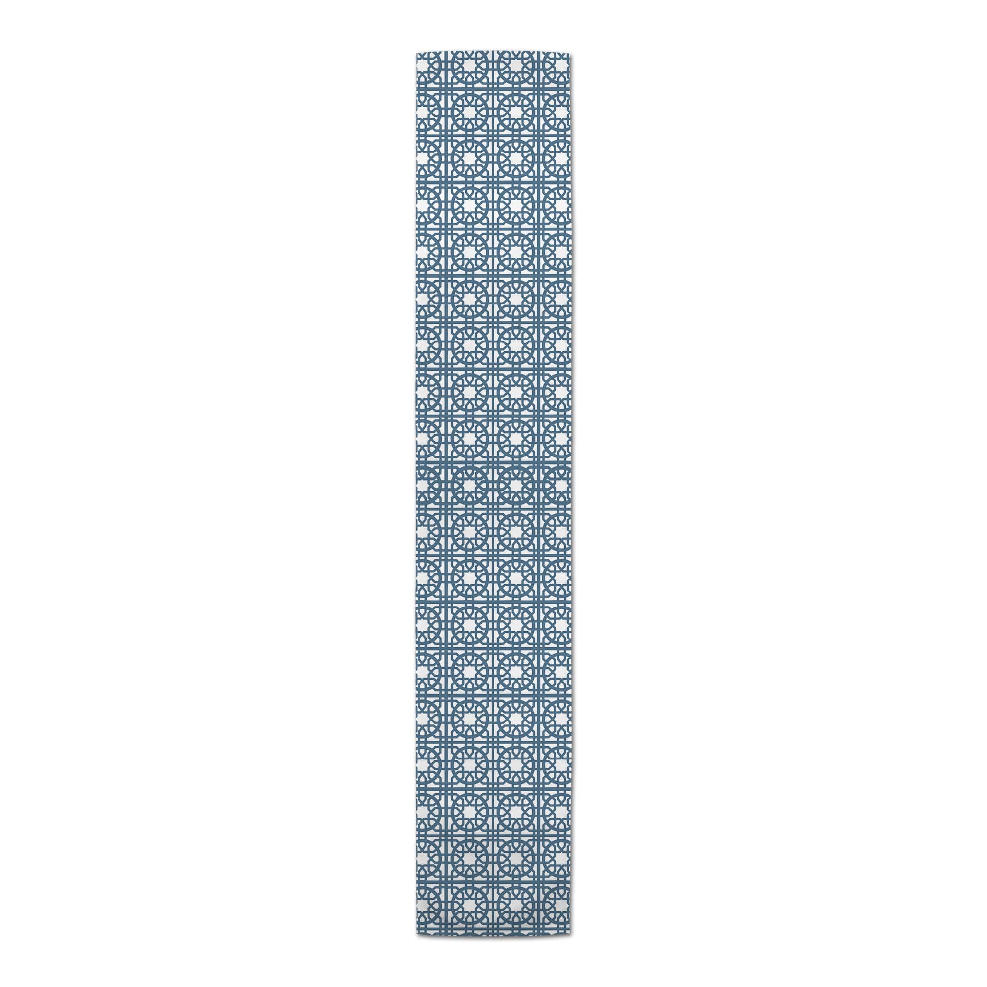 Geometric Blue Tiles Indoor/Outdoor Table Runner