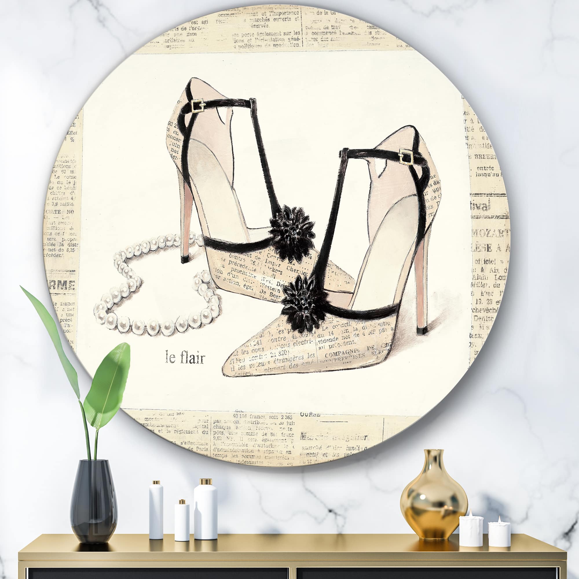 Designart - Chic Galm Closet III - Glam Metal Circle Wall Art