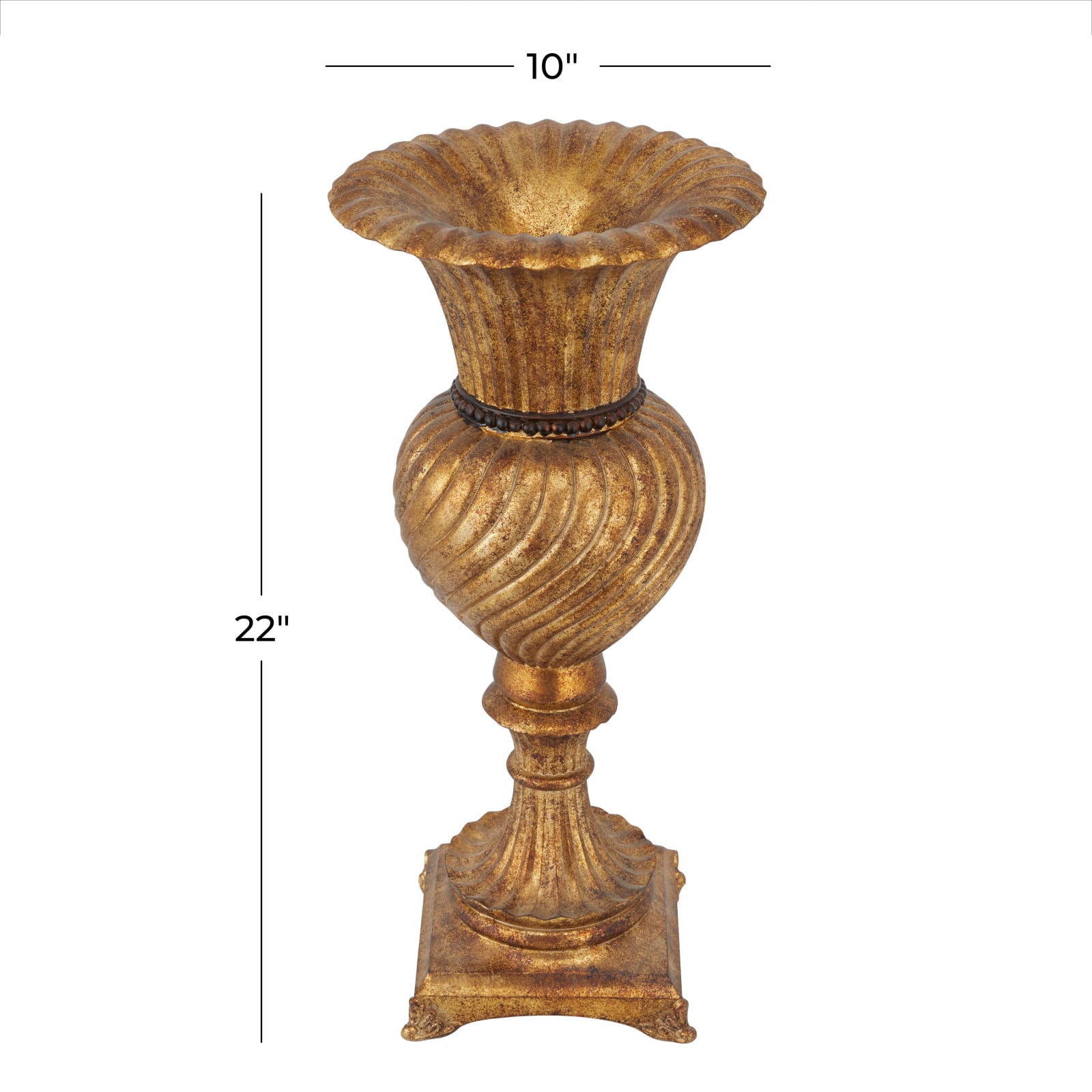 Gold Polystone Traditional Vase, 22&#x22; x 10&#x22; x 10&#x22;