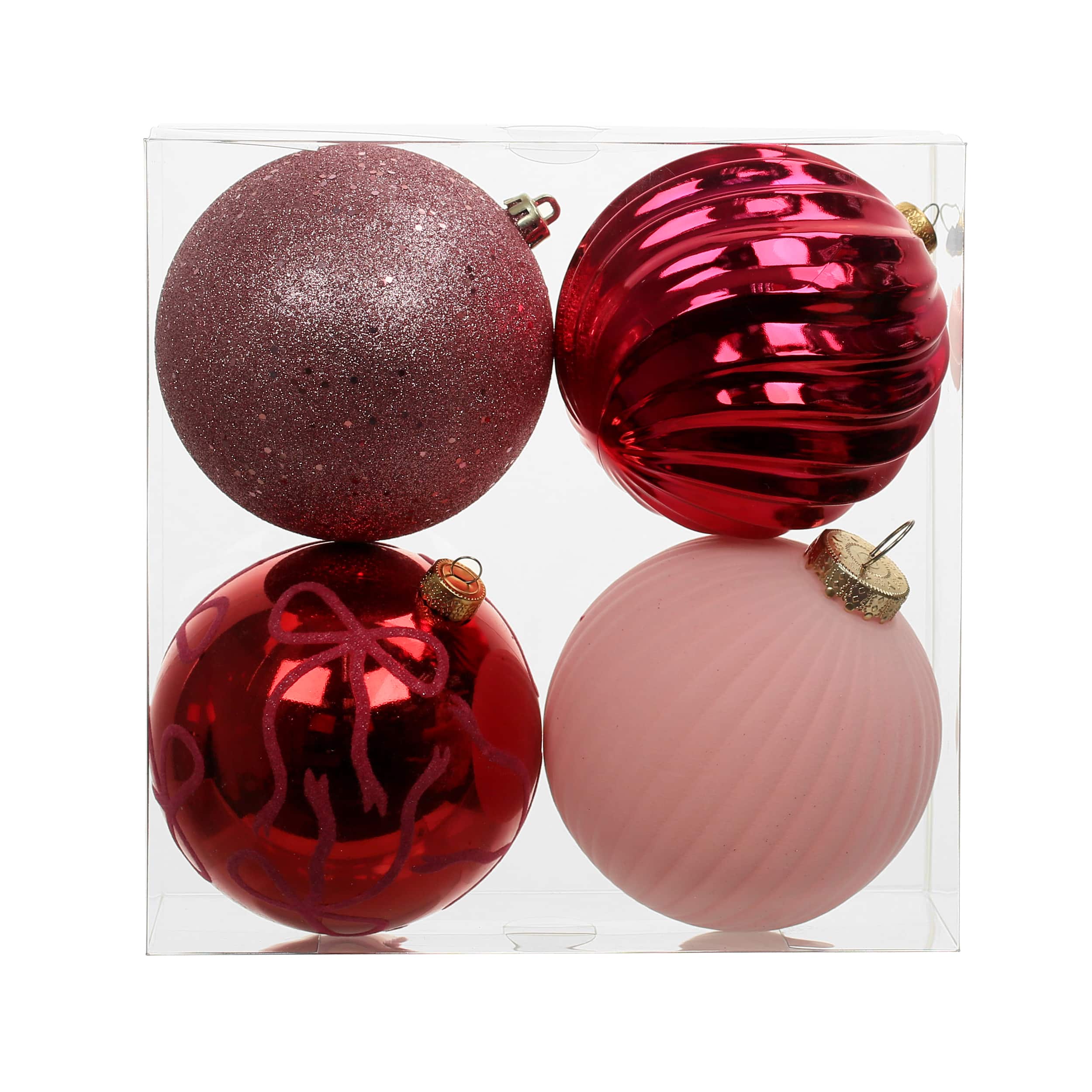 Assorted 4 Pack 4.7&#x22; Pink &#x26; Red Shatterproof Ball Ornaments, 1pc. by Ashland&#xAE;