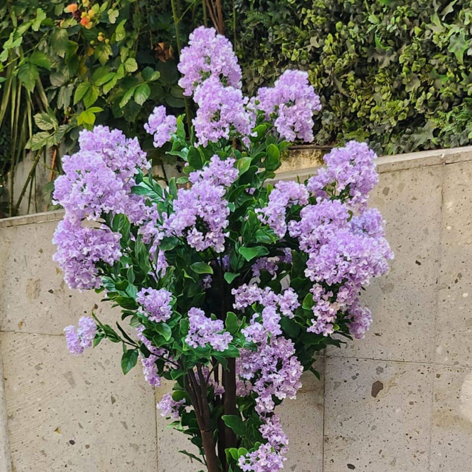 GreenSmart Dekor 4ft. Artificial Lilac Tree Plant in Black Pot