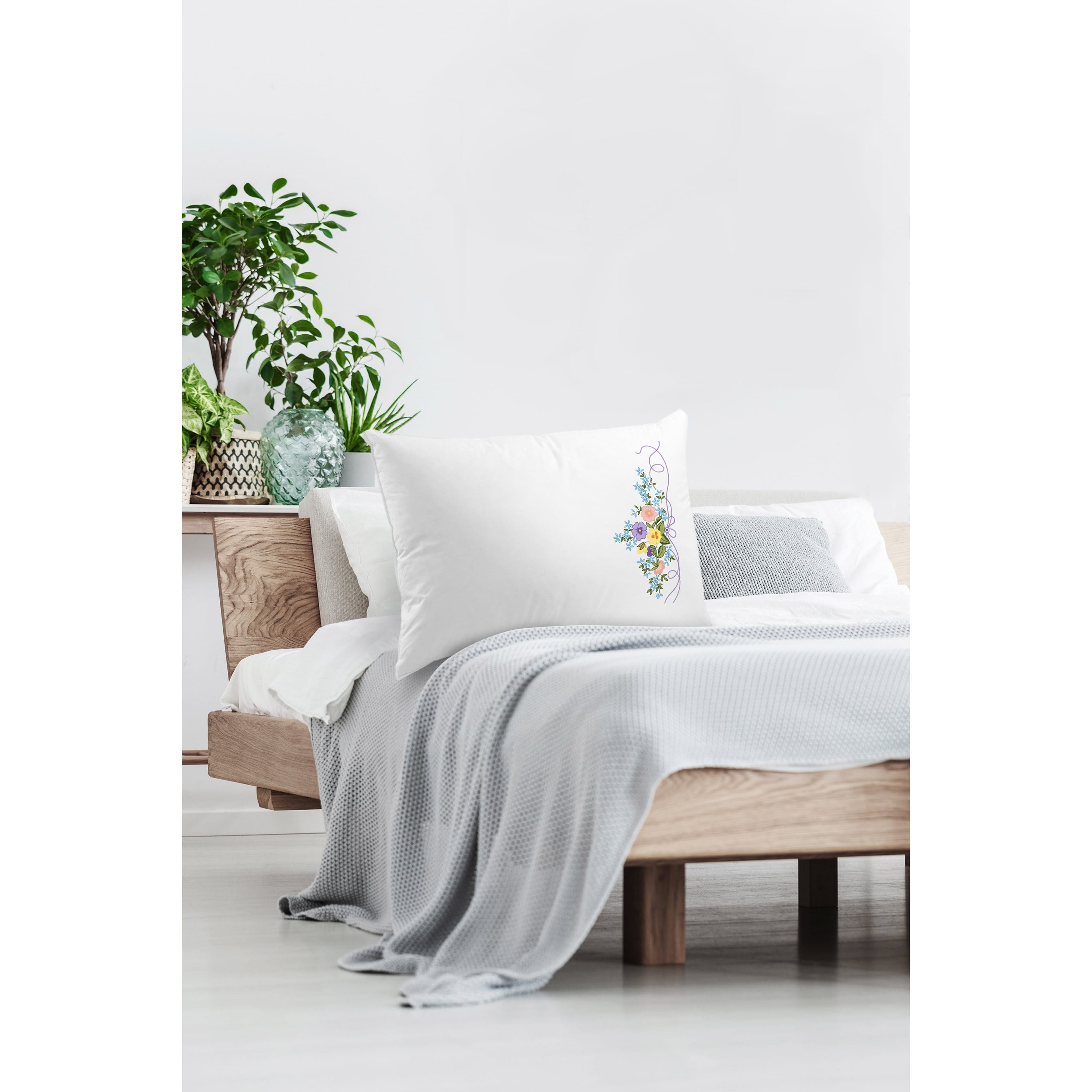 Leisure Arts® Pansy Motif Pillowcase Stamped Embroidery Kit