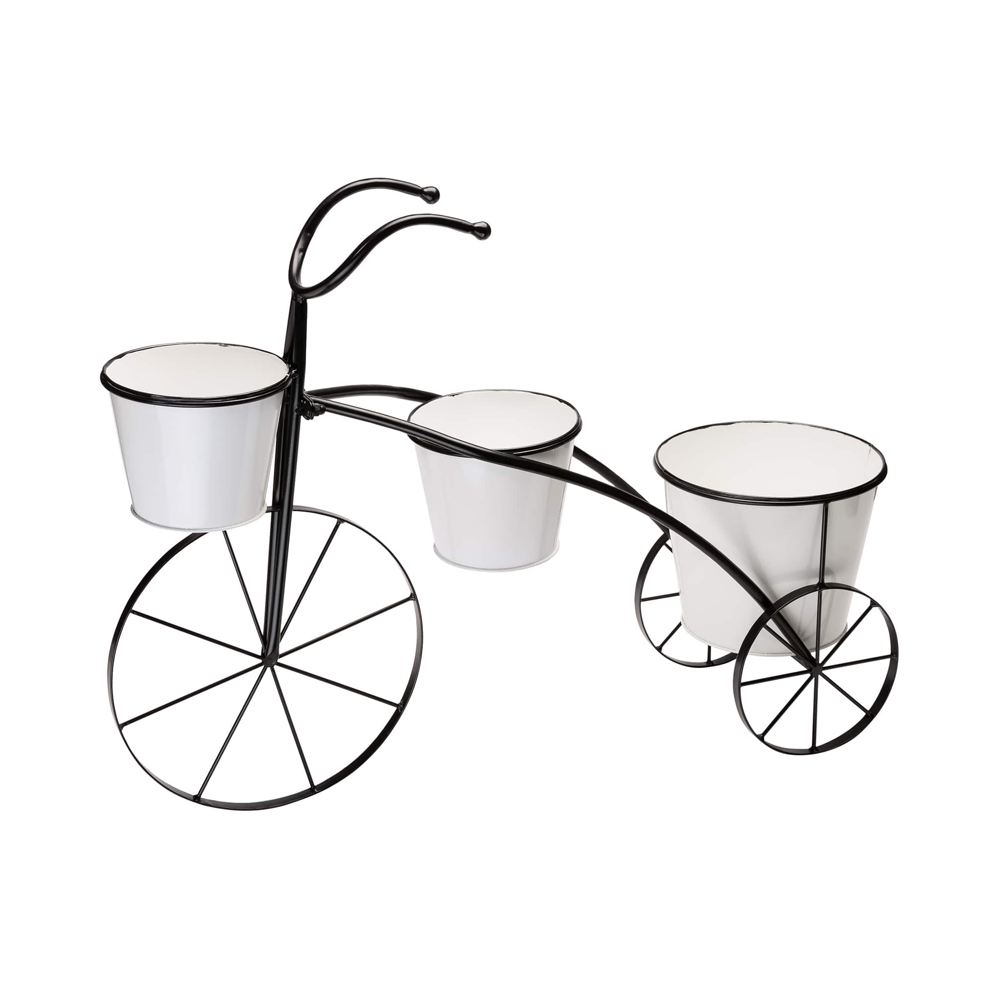 Glitzhome® 2.5ft. White & Black Metal Bicycle Plant Stand | Metal ...