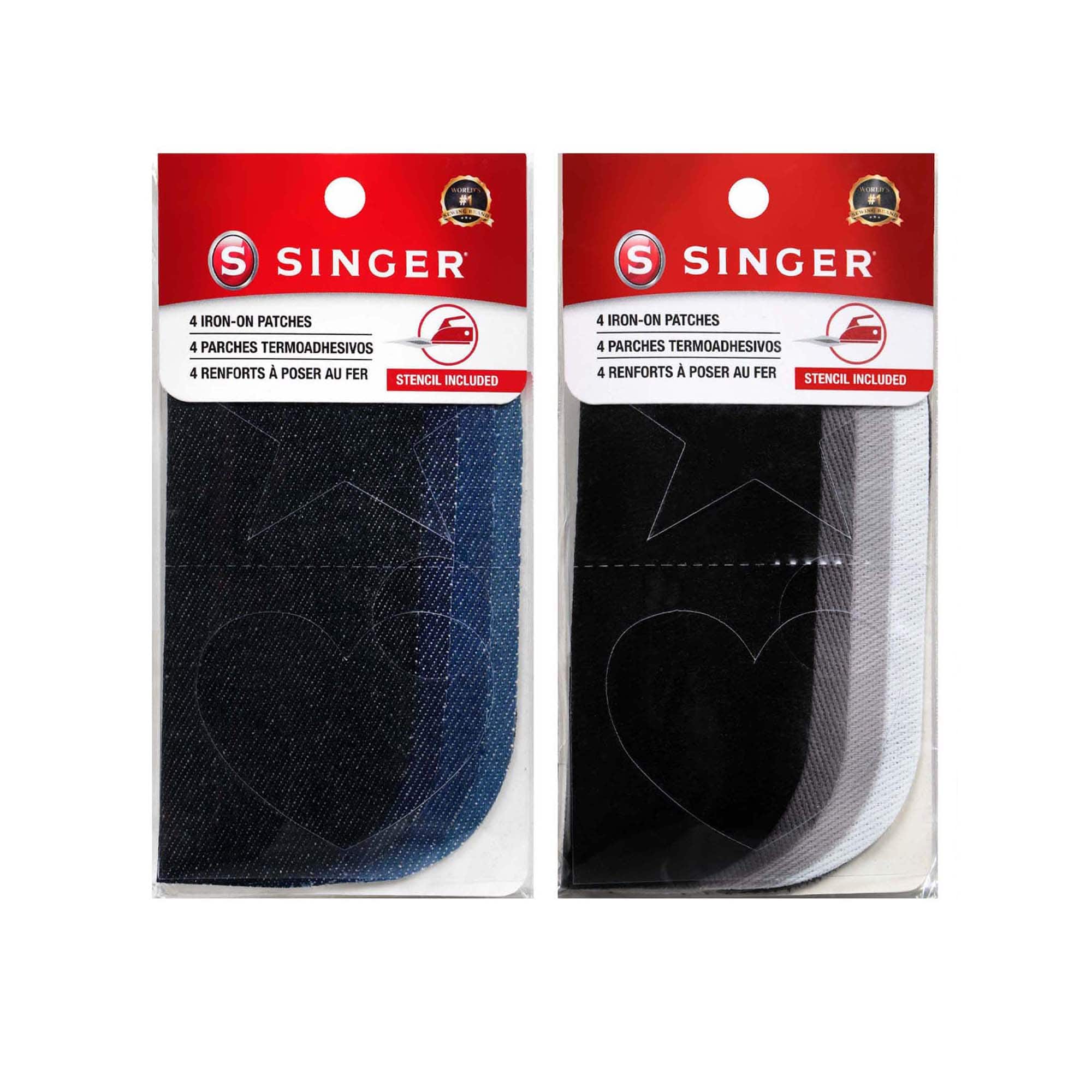 SINGER&#xAE; Denim &#x26; Solid DIY Iron-On Fabric Patch Kit with 2 Bonus Stencils