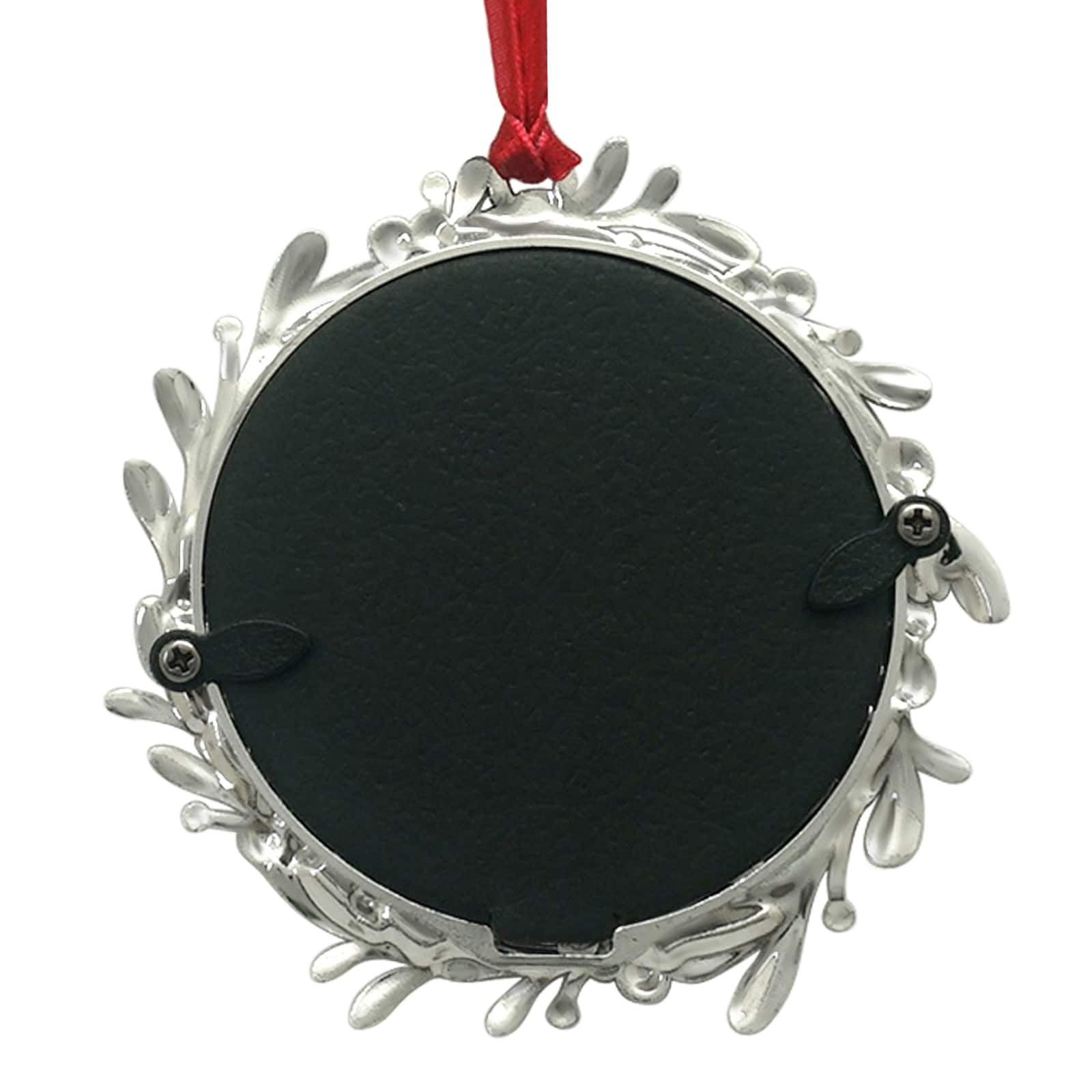 2.5&#x22; x 2.5&#x22; Silver Round Mistletoe 2025 Metal Ornament Frame by Studio D&#xE9;cor&#xAE;