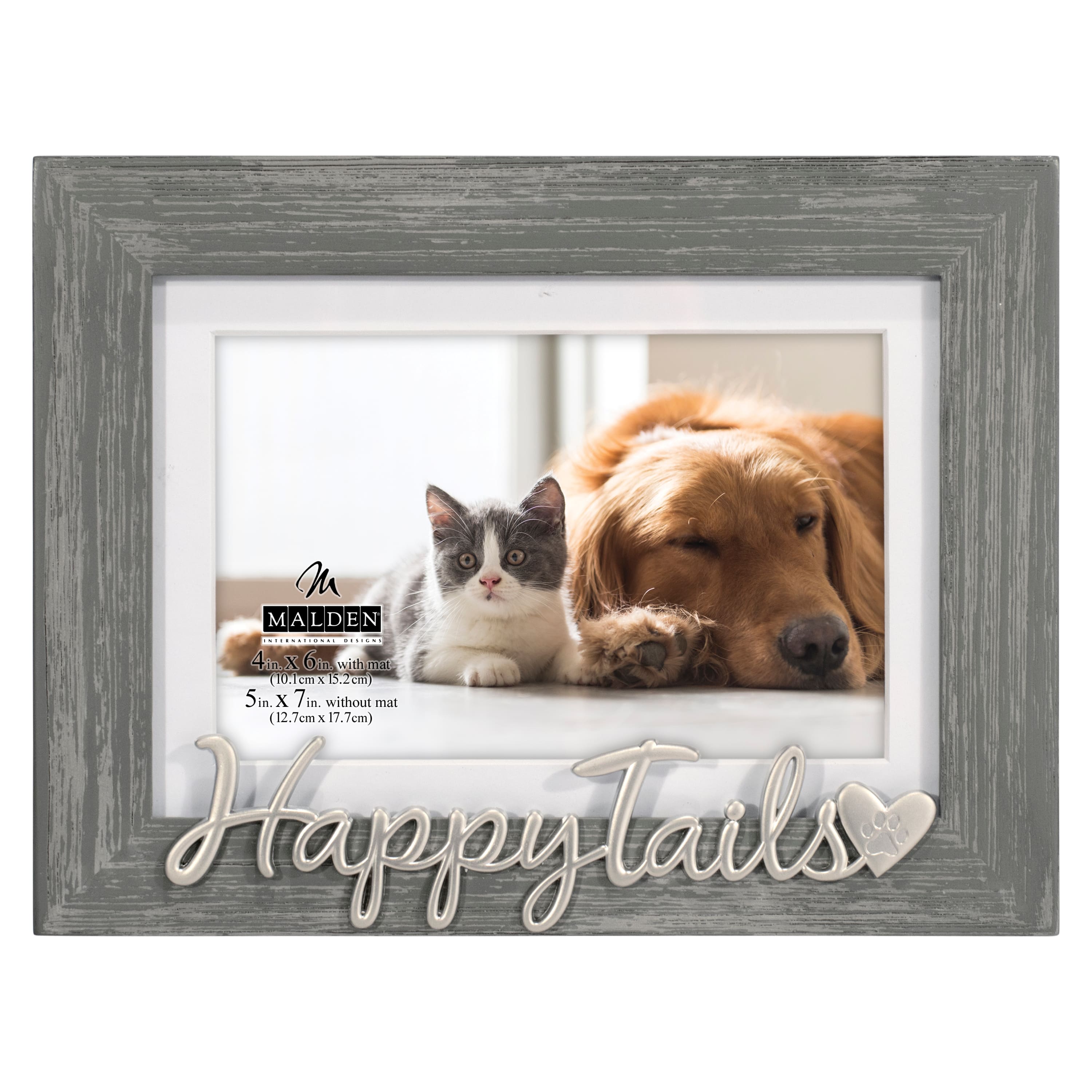 Malden International Designs Happy Tails 4" x 6" Distressed Expression Frame with Mat