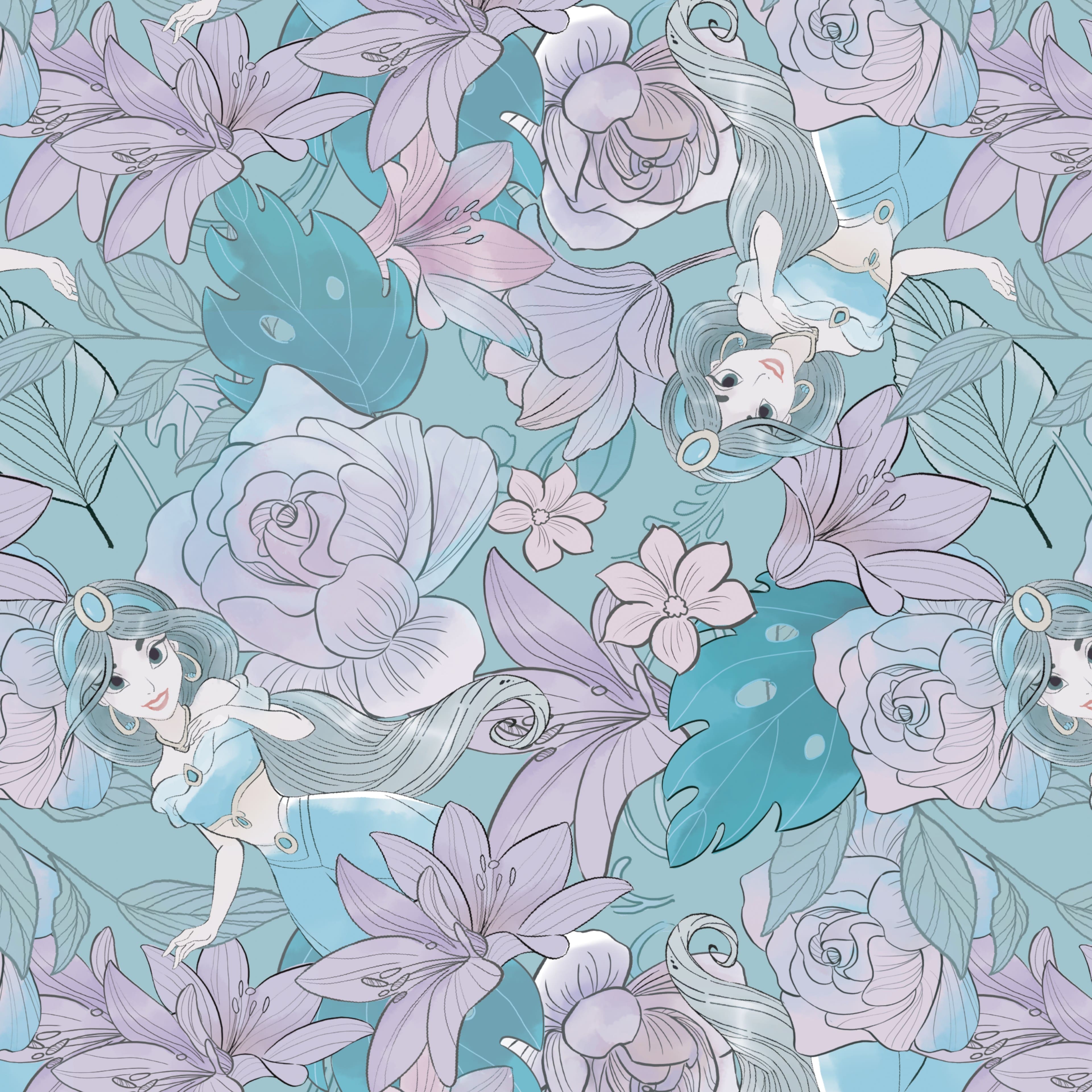 Disney&#xAE; Sketch Jasmine &#x26; Flowers Cotton Fabric