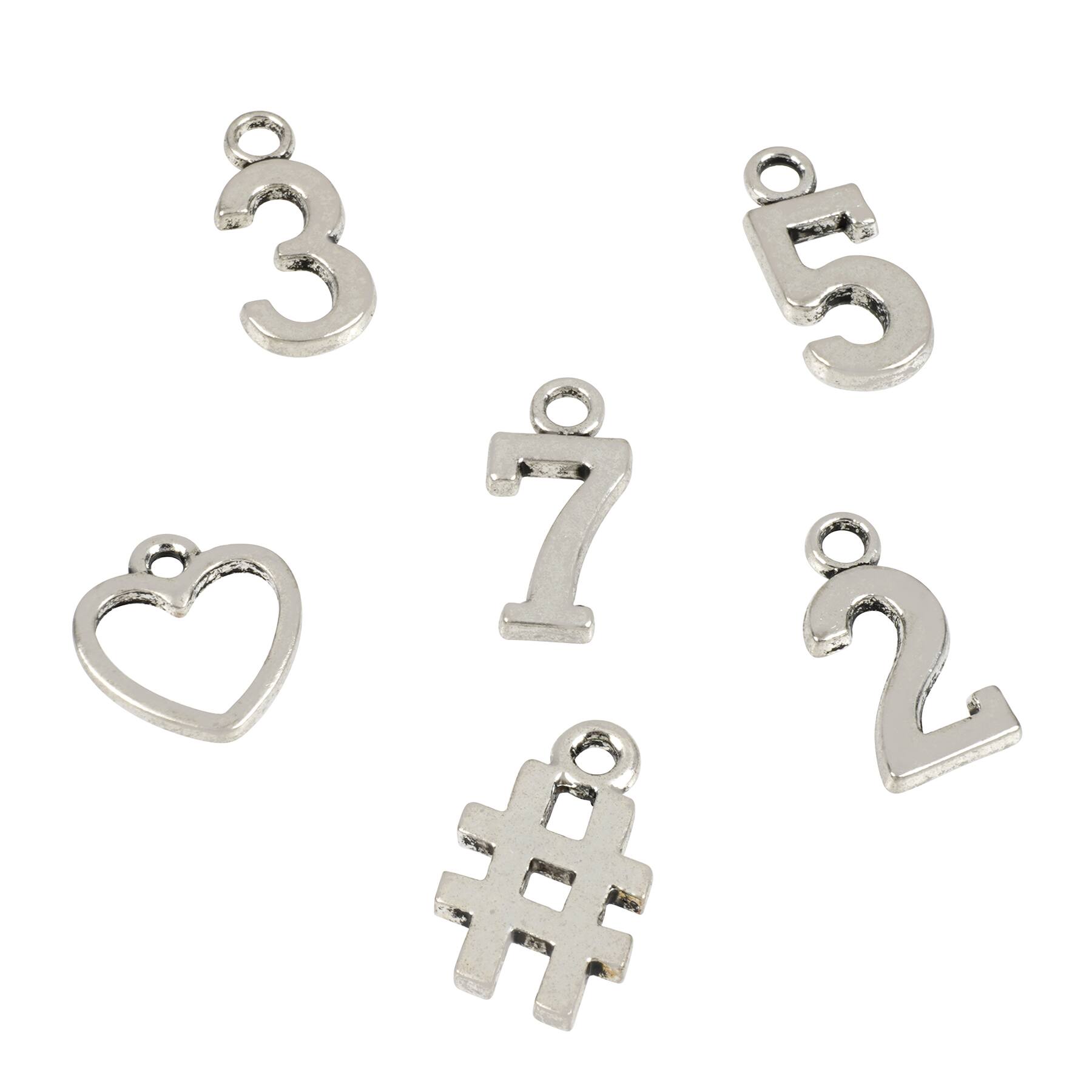 Silver Metal Number Beads by Bead Landing™