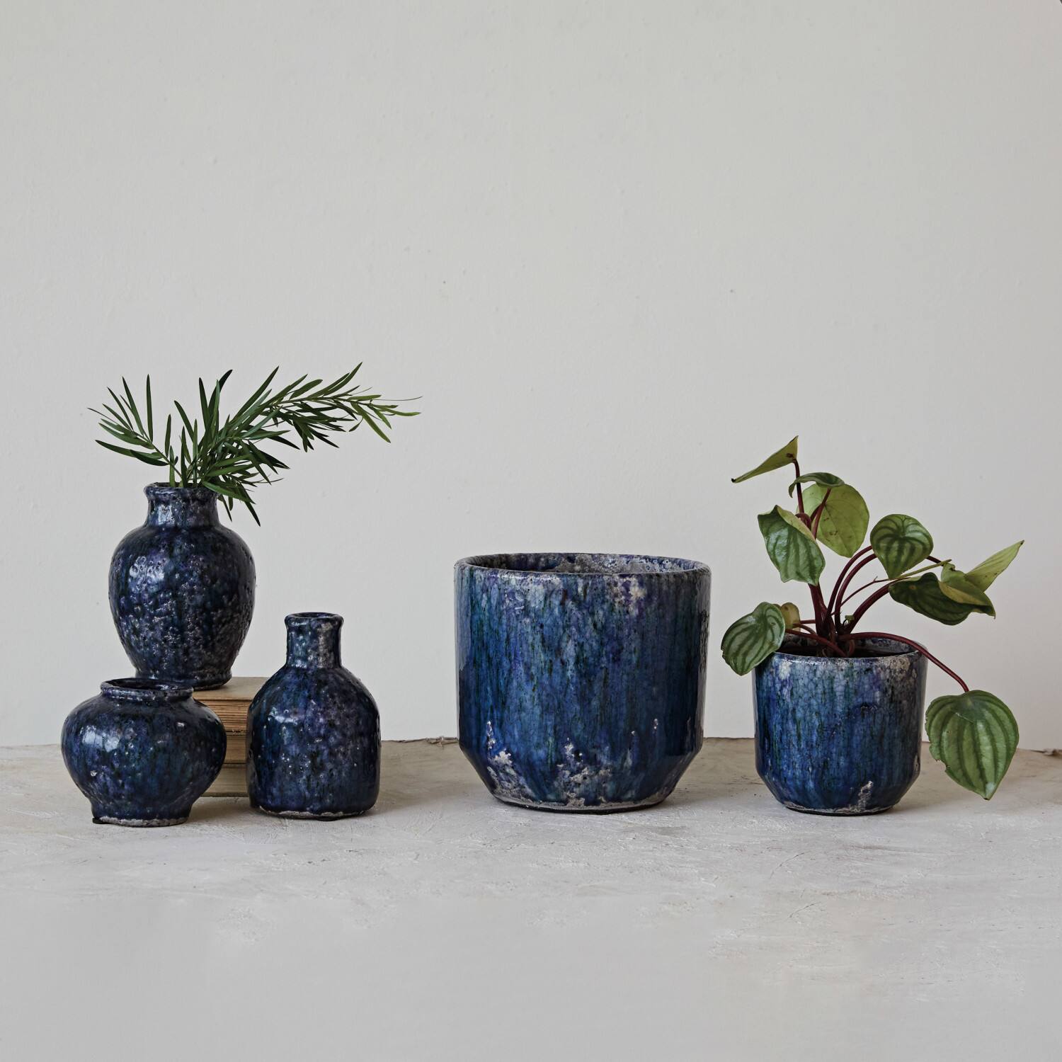 Hello Honey® 5.25" Blue Crackle Glaze Decorative Terra Cotta Planter