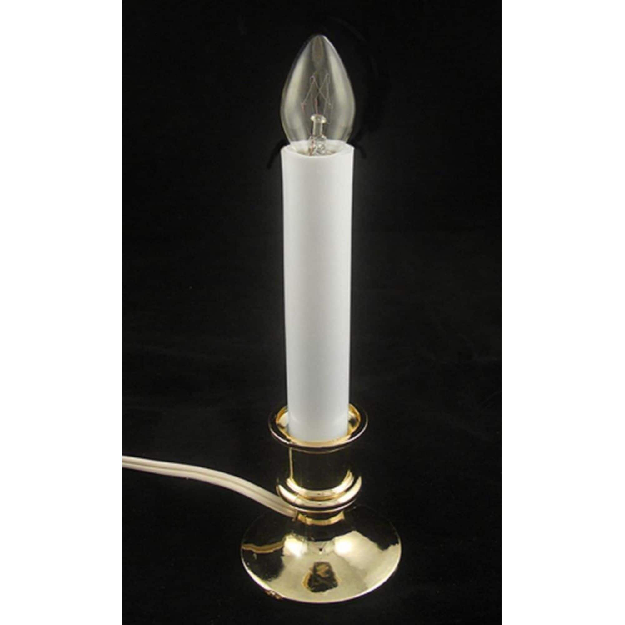 9&#x22; White &#x26; Gold Christmas Candle Lamp with Sensor