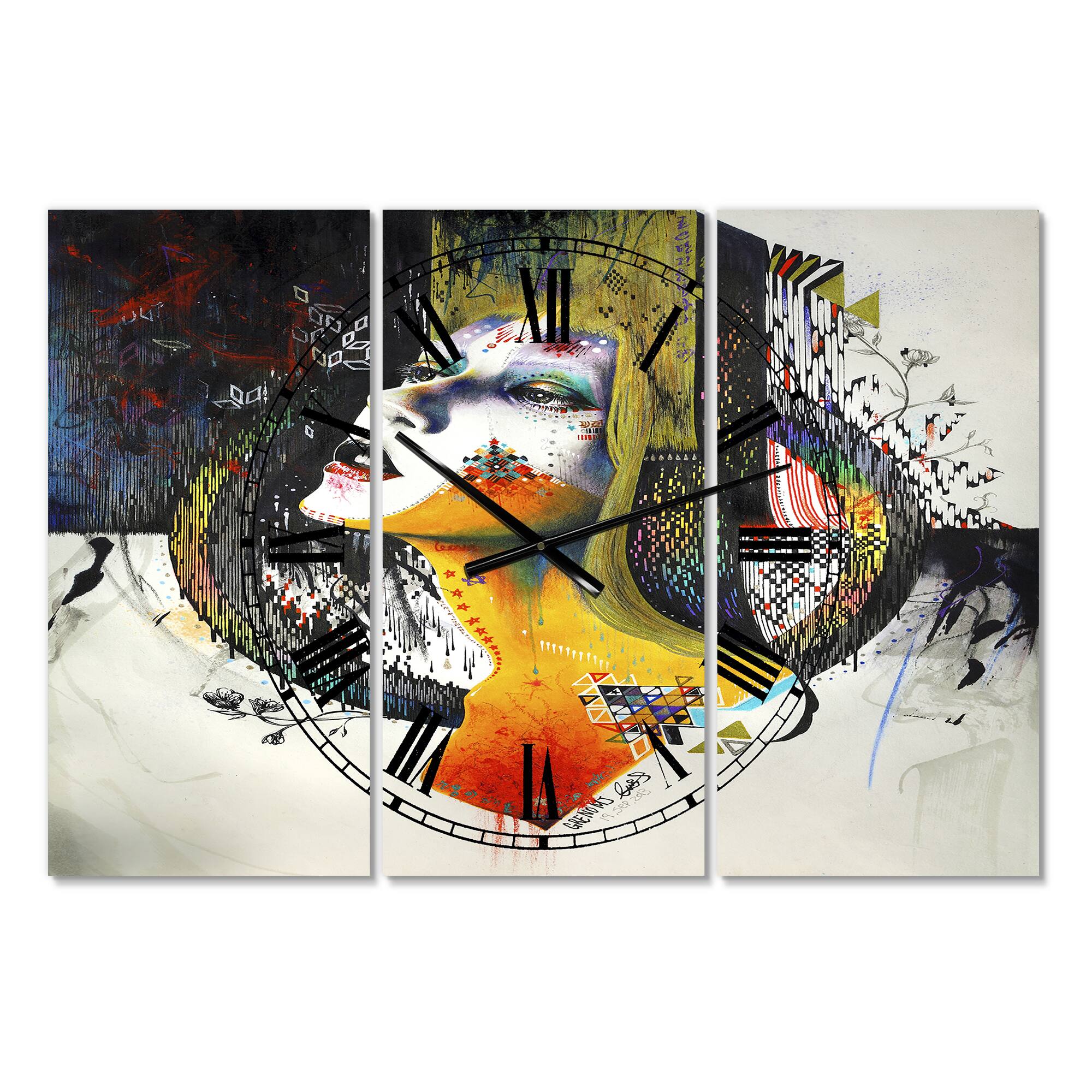 Designart &#x27;Between Hope And Despair Large Modern Multipanel Wall Clock