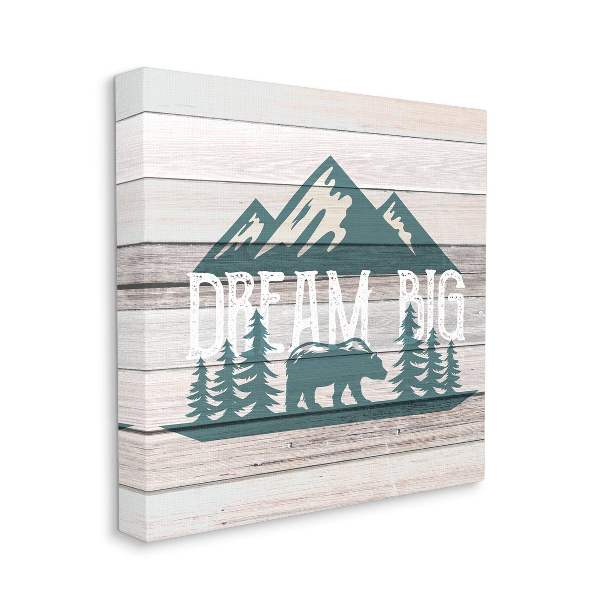 Stupell Industries Dream Big Forest Bear Canvas Wall Art