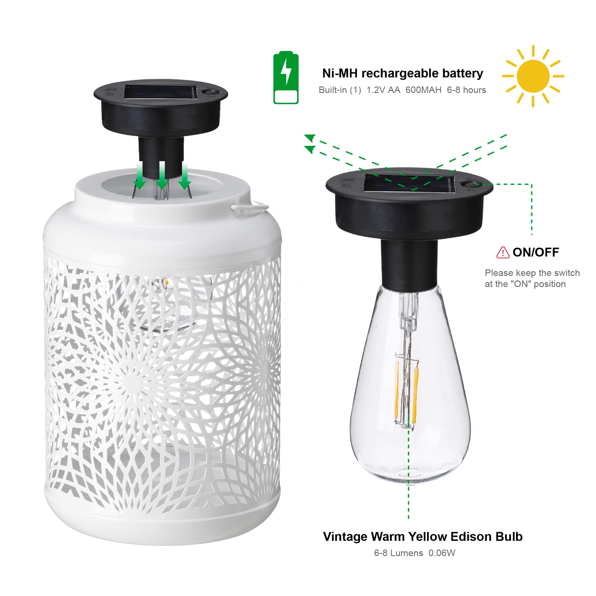 Glitzhome&#xAE; 8.75&#x22; Metal Cutout Solar Powered Hanging Lantern Set